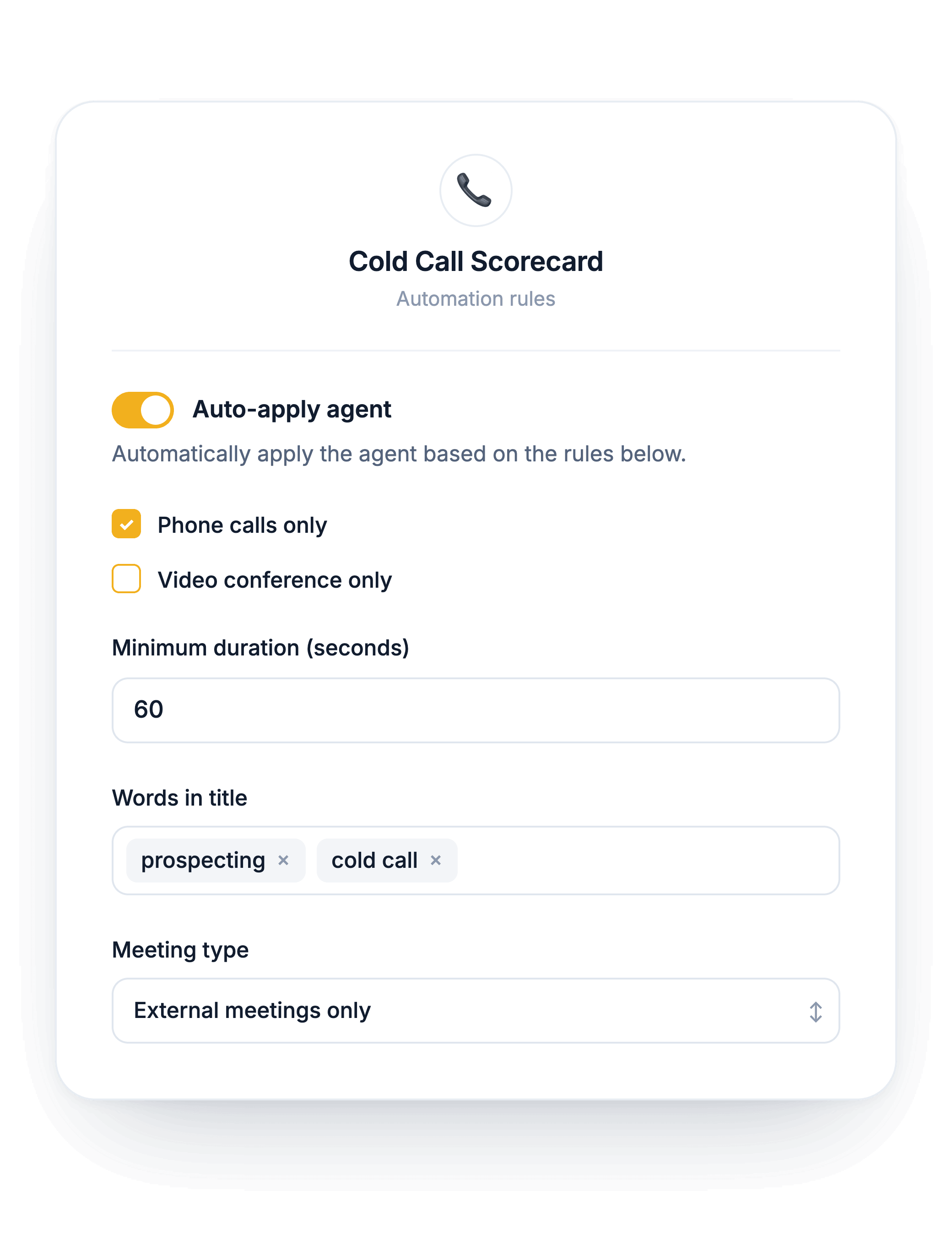 Call scoring for each type of conversation