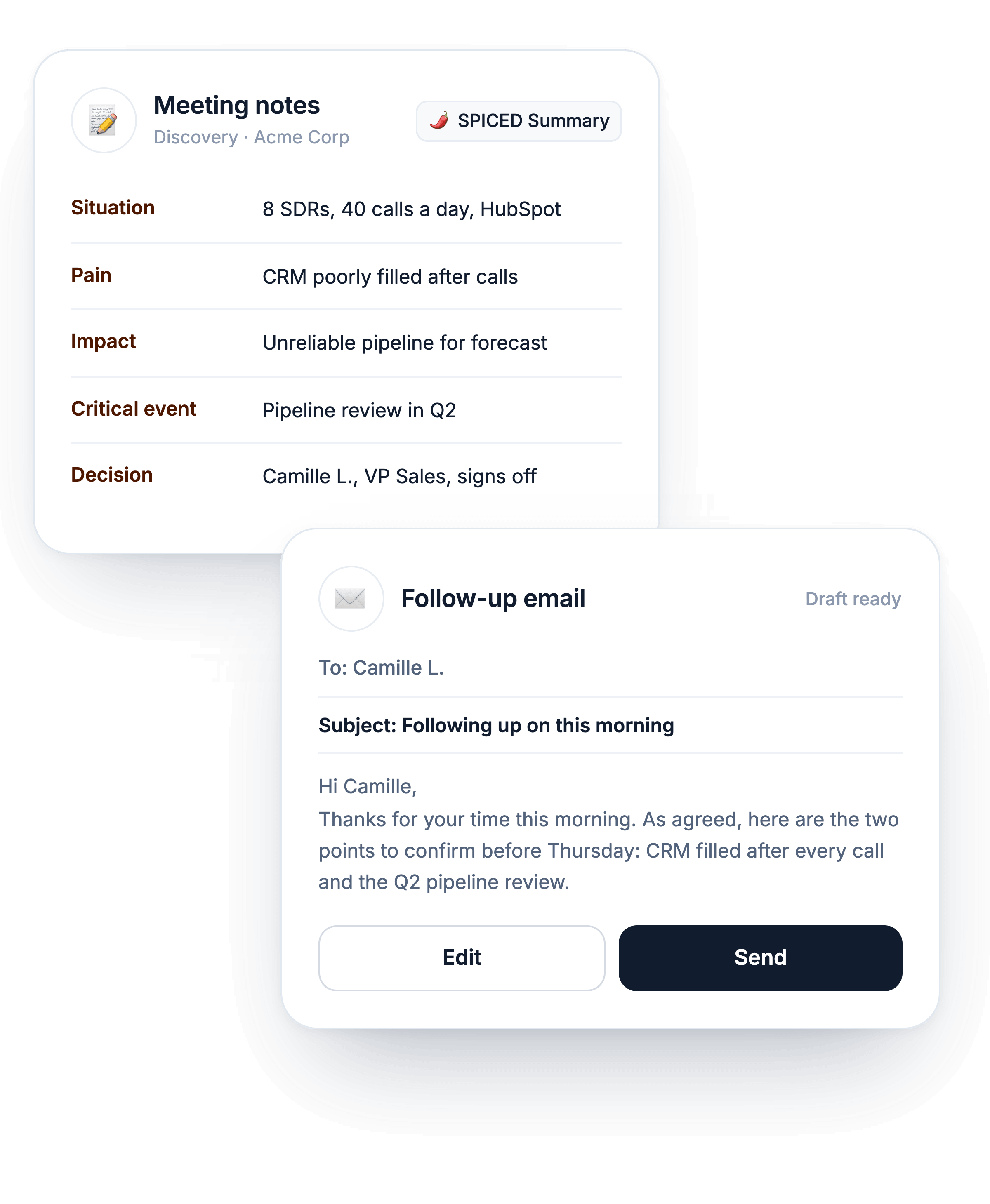 Meeting summary and followup email automatically after each call