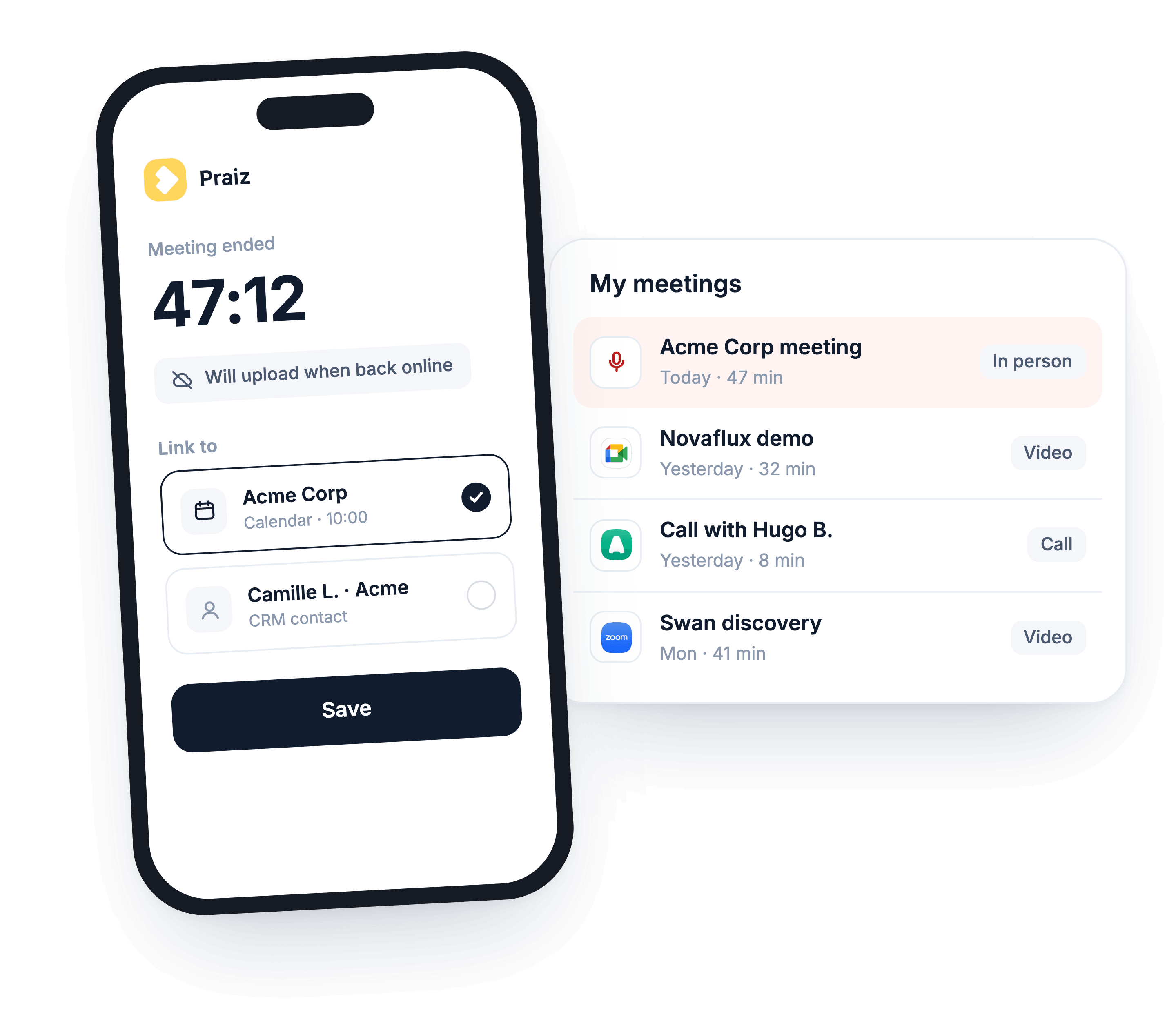 AI meeting recorder on mobile app