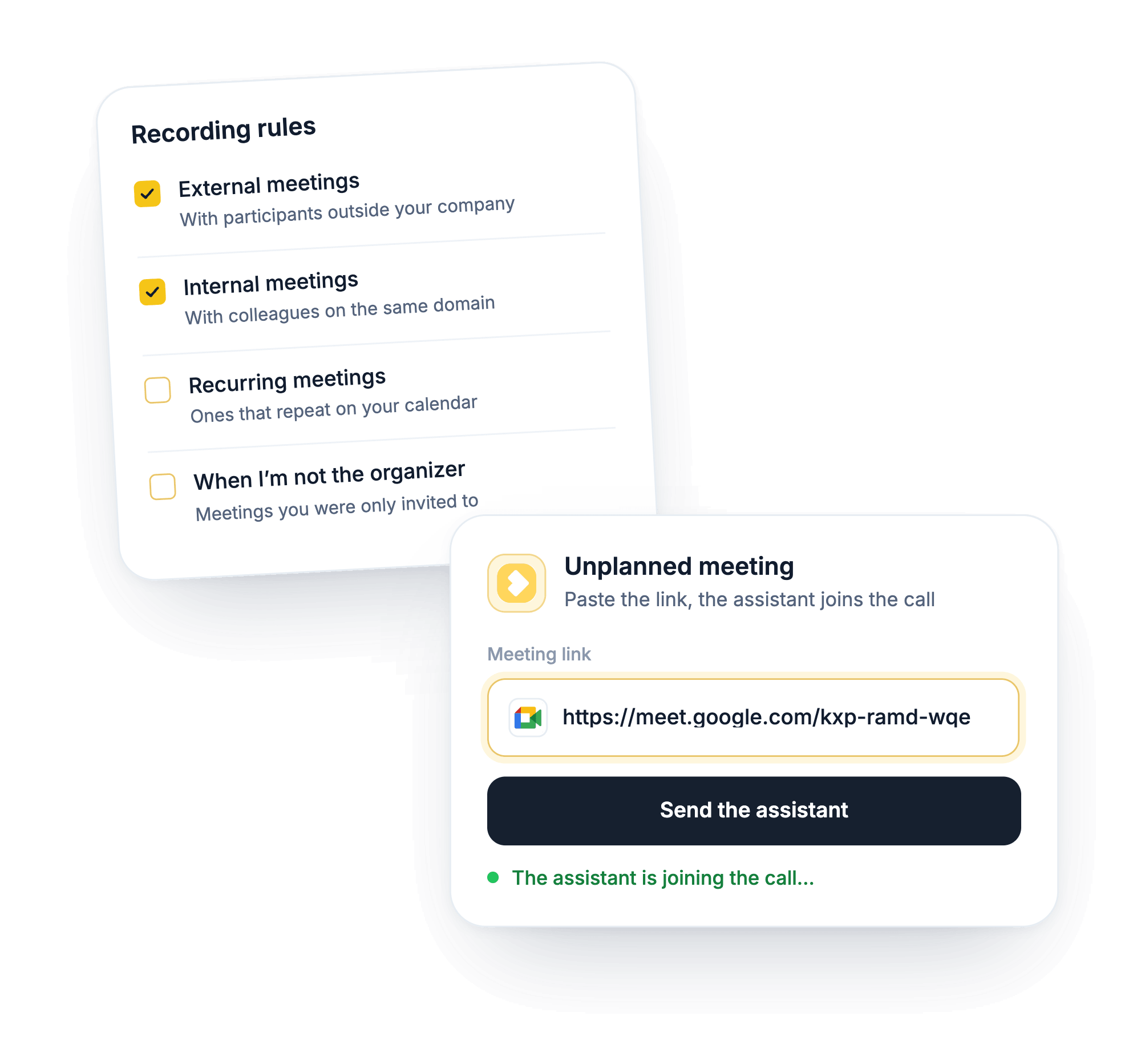 Meeting recording automatically from your calendar