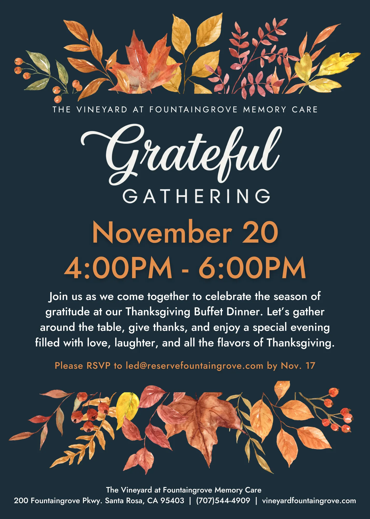 Thanksgiving at The Vineyard at Fountaingrove Memory Care