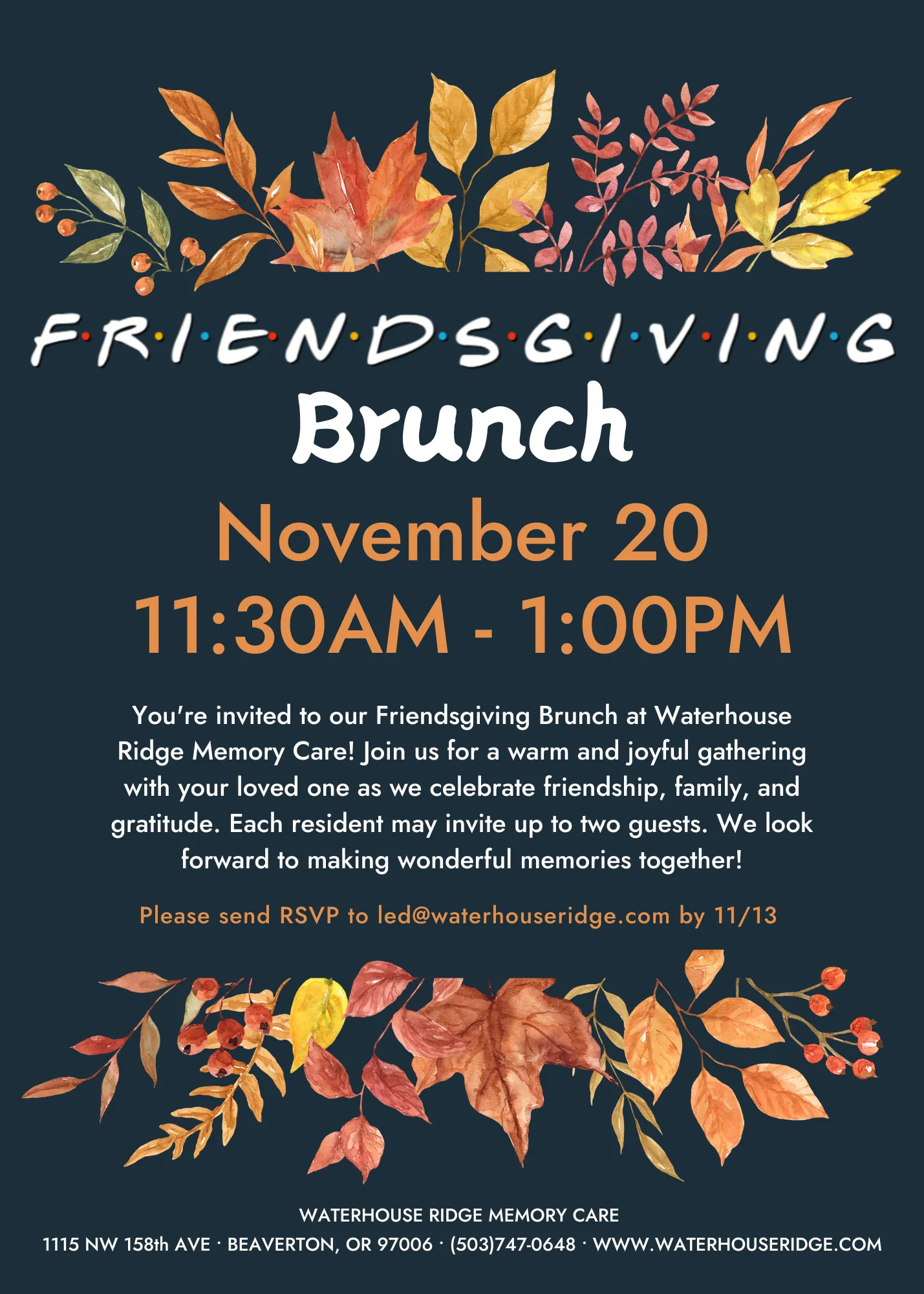Friendsgiving Brunch at Waterhouse Ridge
