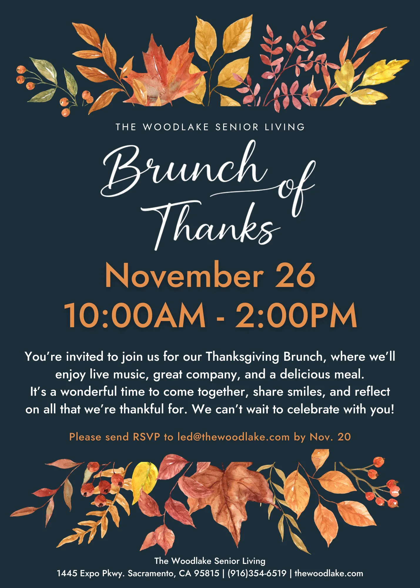 Thanksgiving Brunch at The Woodlake Senior Living
