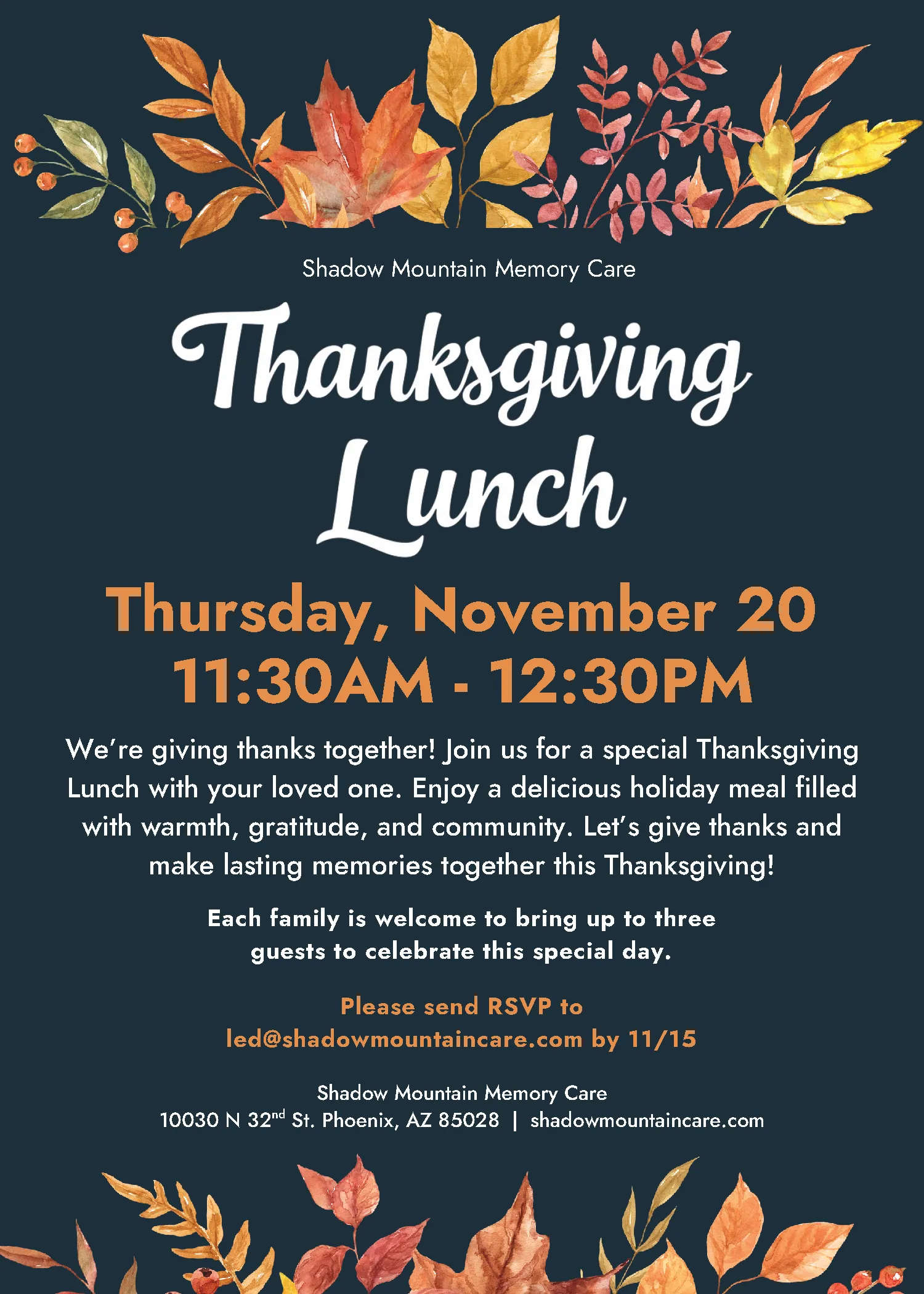 Thanksgiving Lunch at Shadow Mountain Memory Care