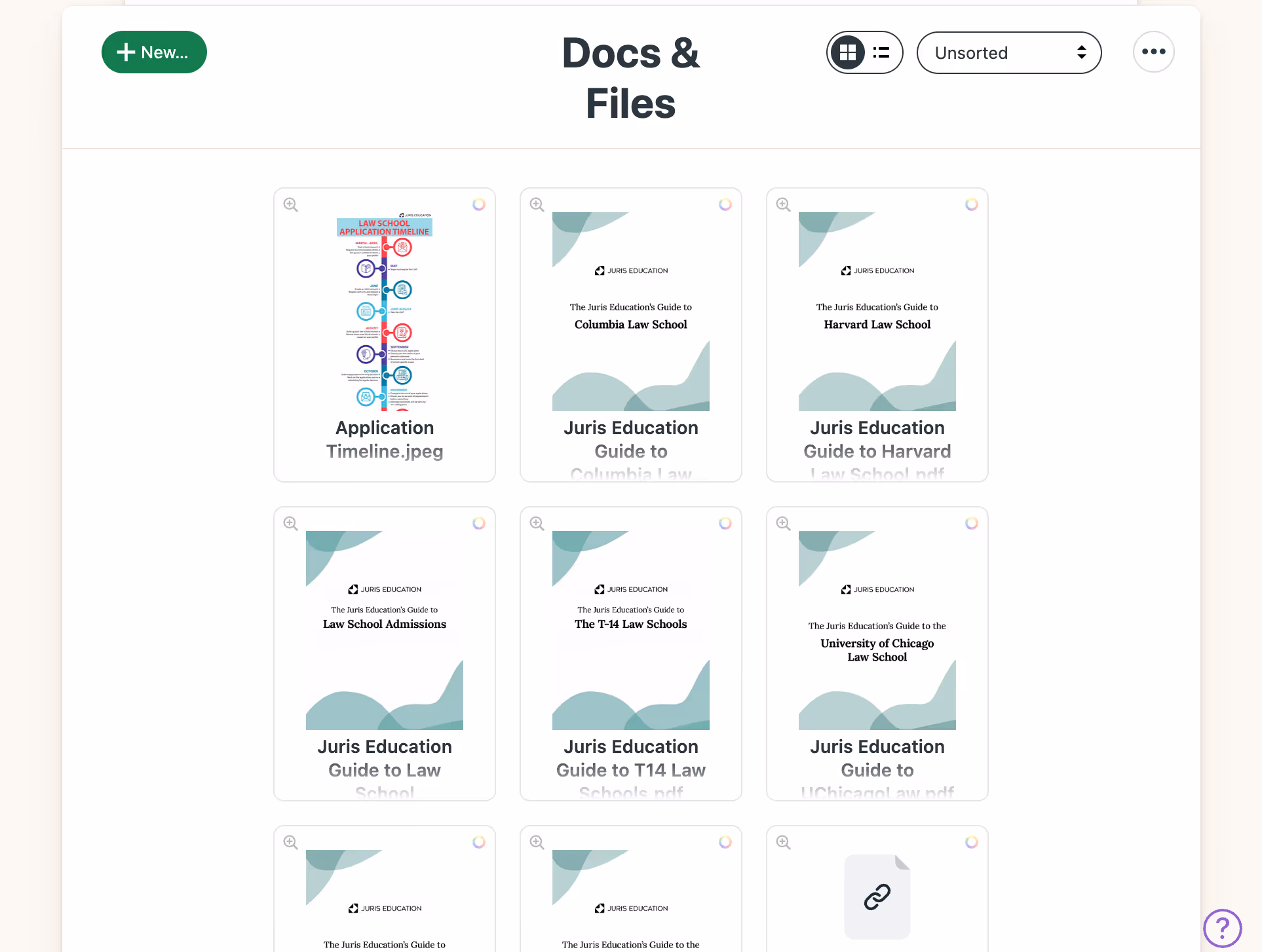 Image of Inspira Advantage's student dashboard, docs & files page