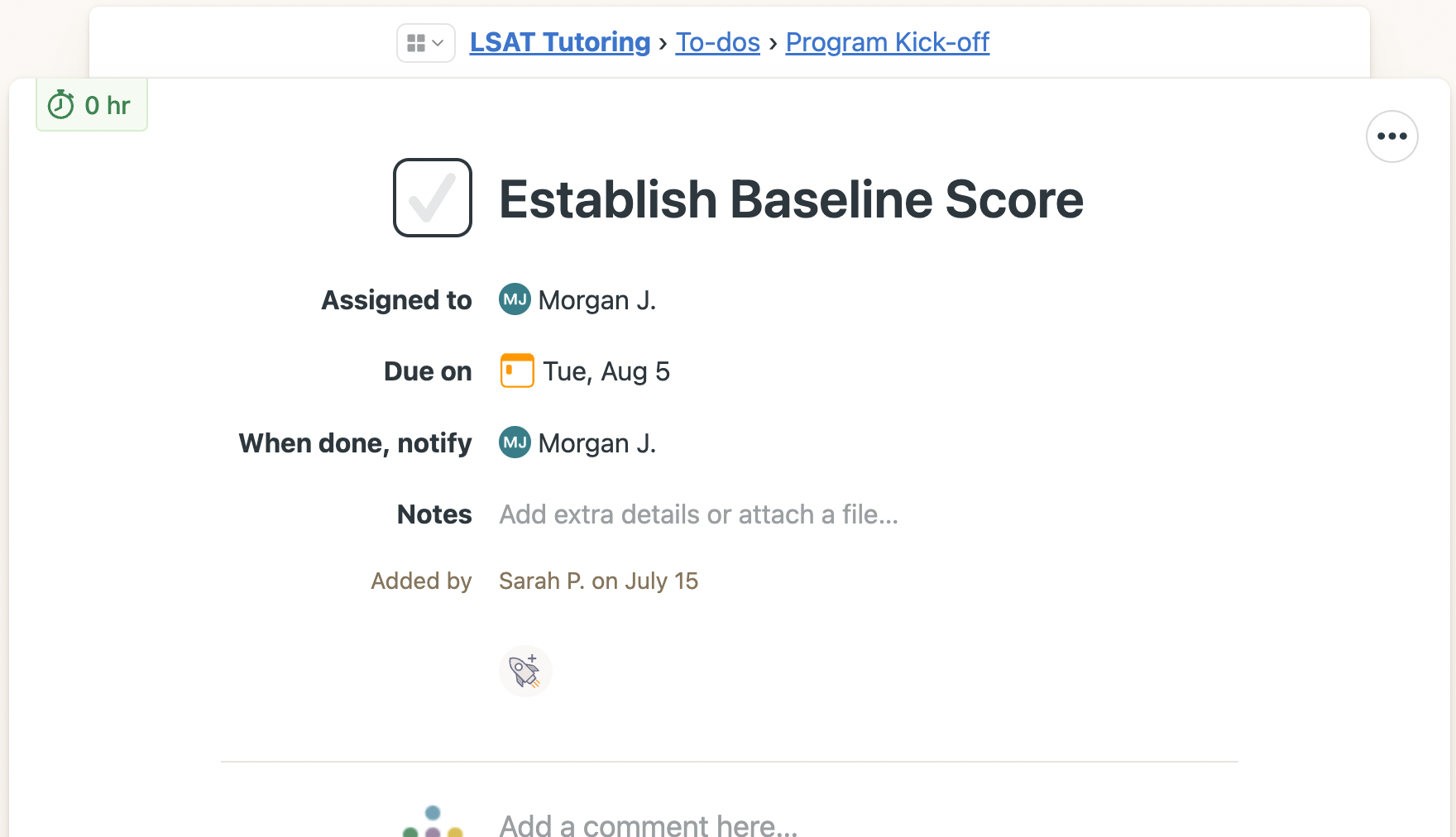Image of Inspira Advantage's student dashboard, task details page