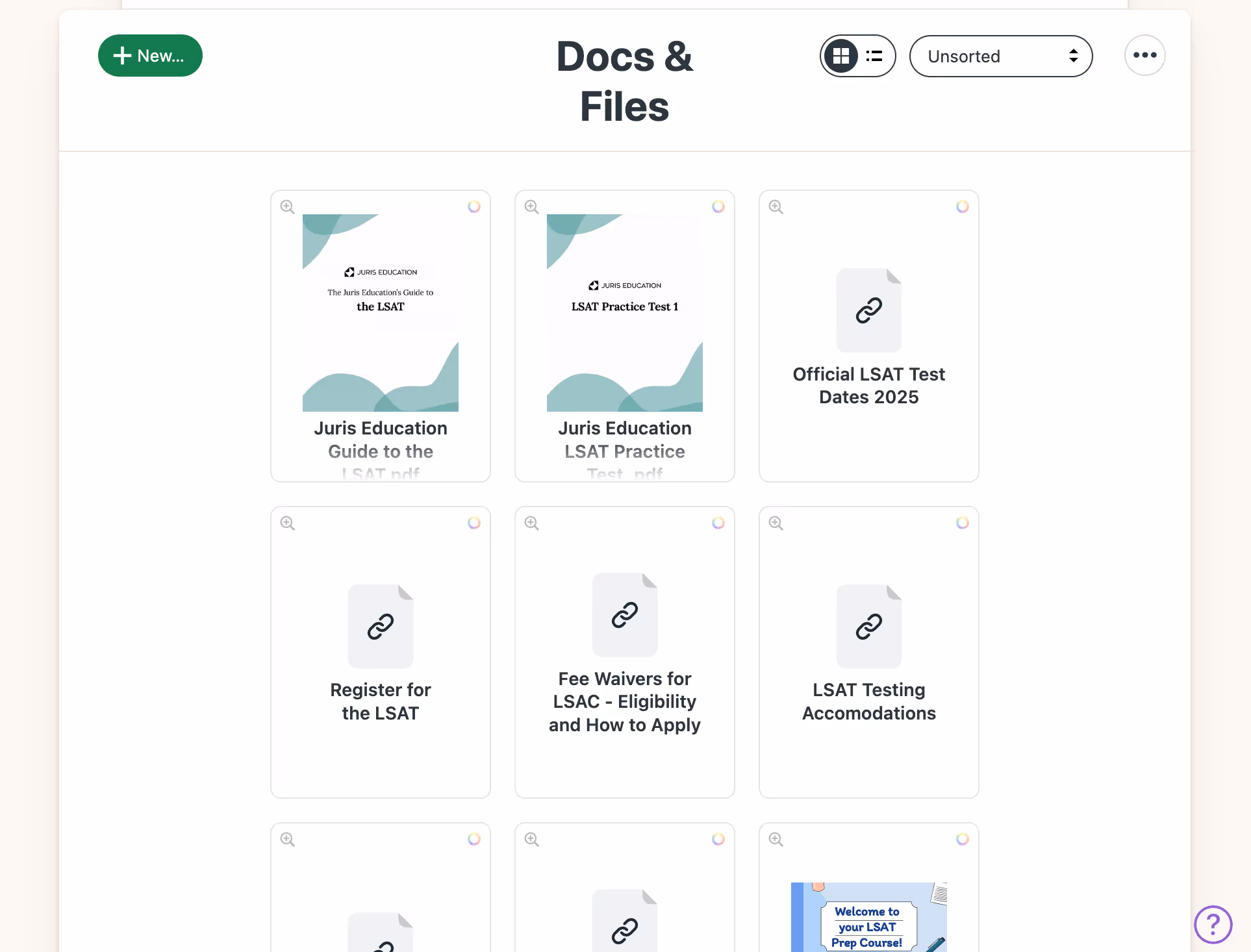 Image of Inspira Advantage's student dashboard, docs & files page