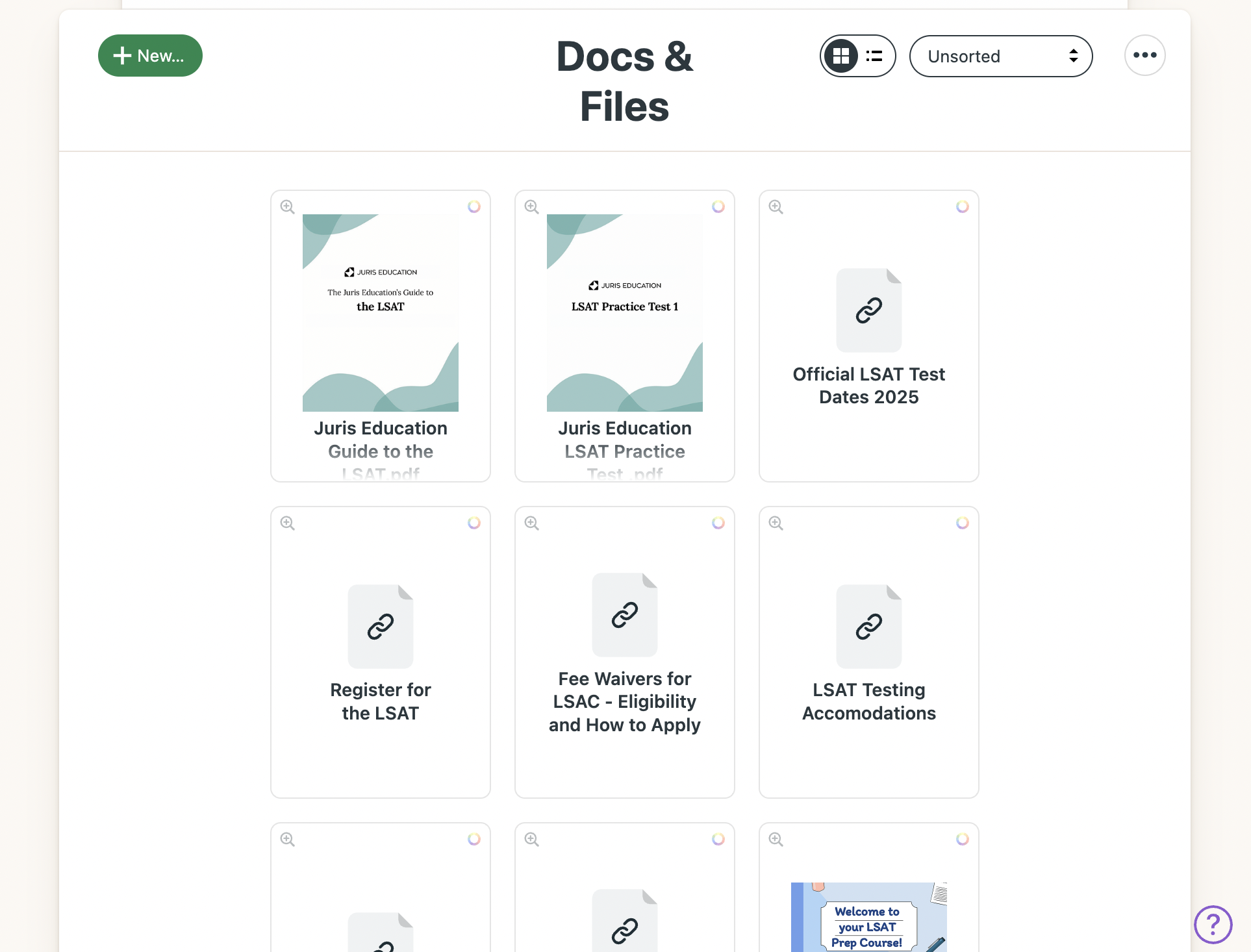 Image of Inspira Advantage's student dashboard, docs & files page