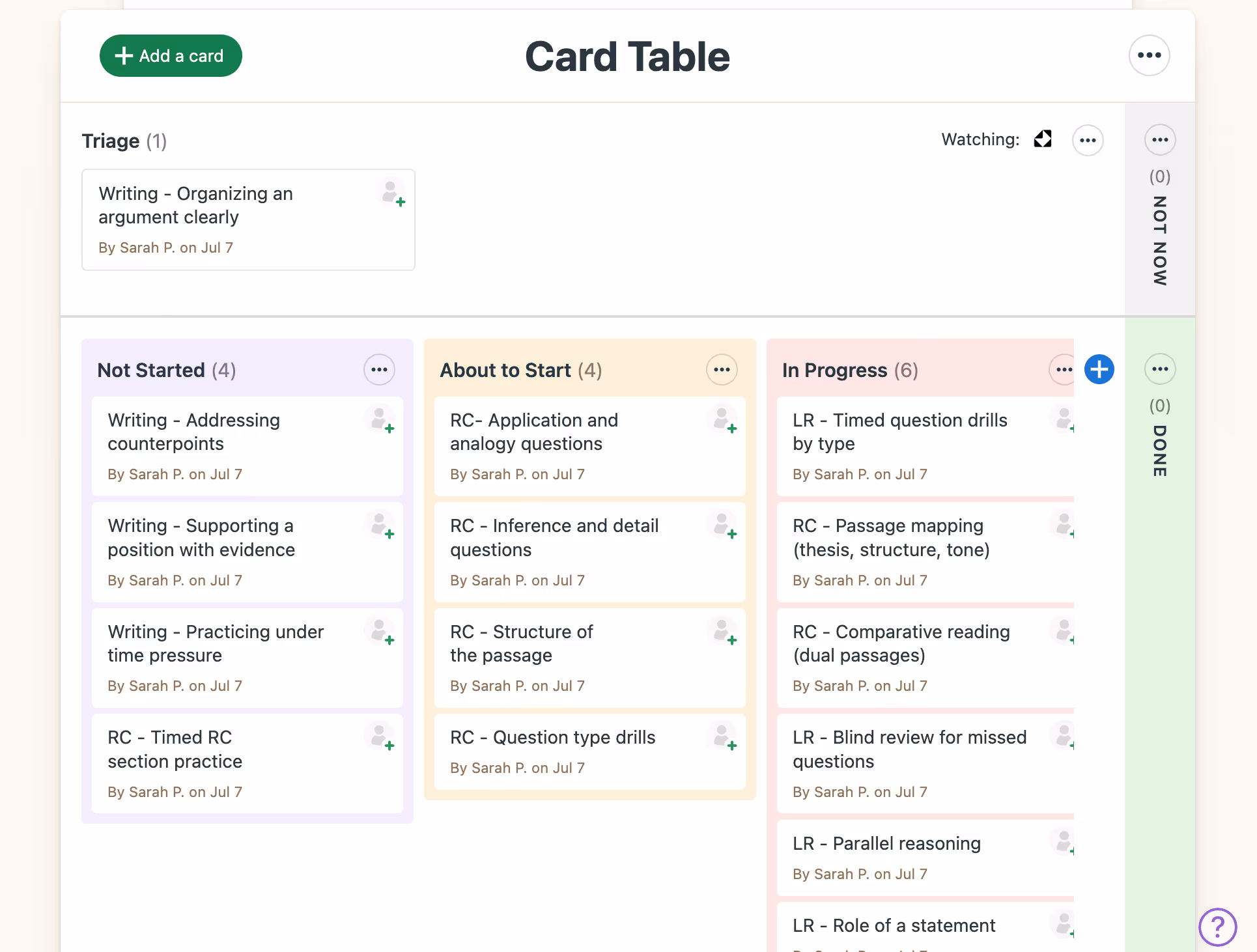Image of Inspira Advantage's student dashboard, project management page