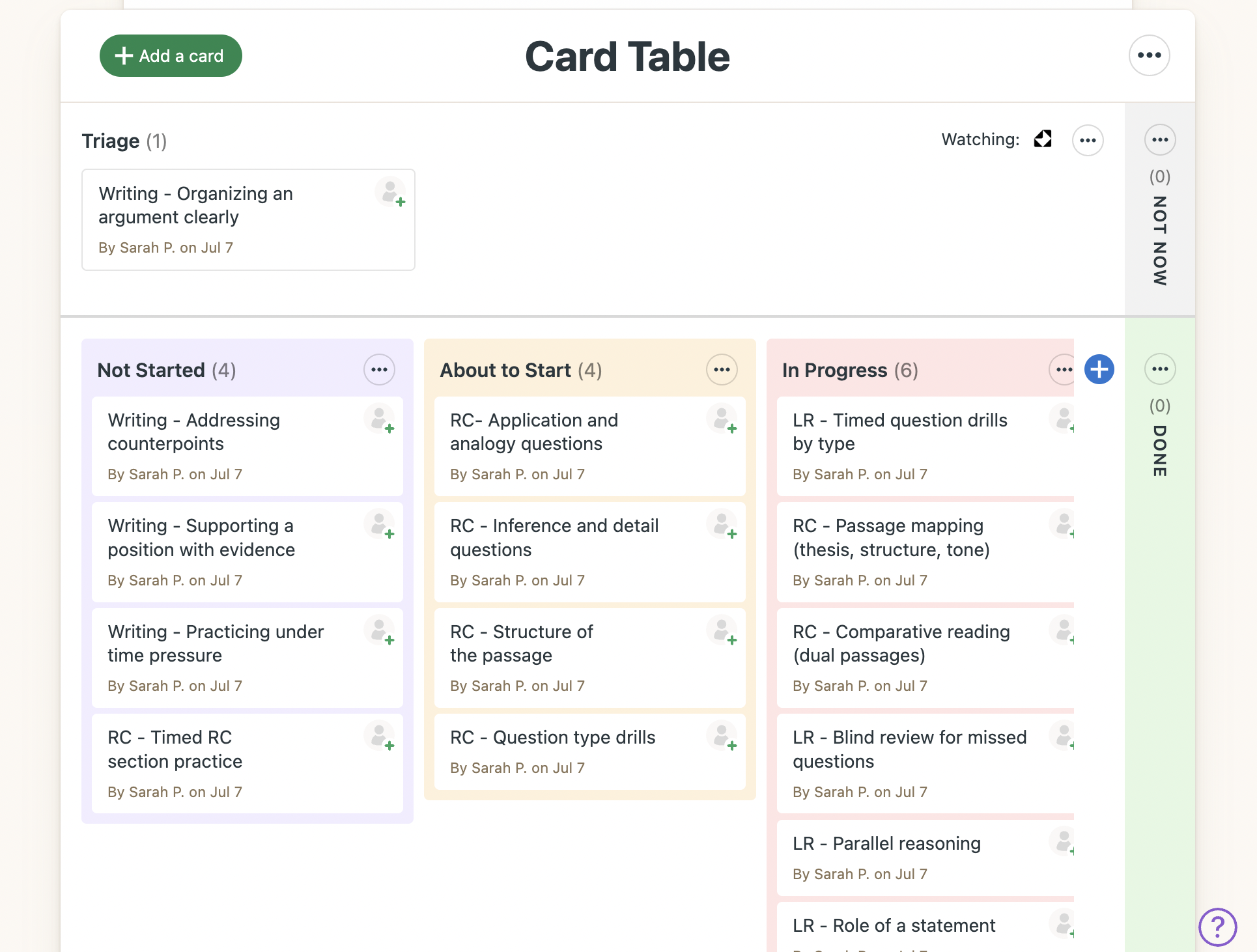 Image of Inspira Advantage's student dashboard, project management page