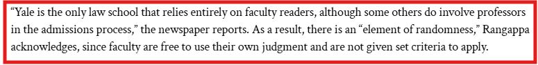 Screenshot of Yale Law School admissions quote
