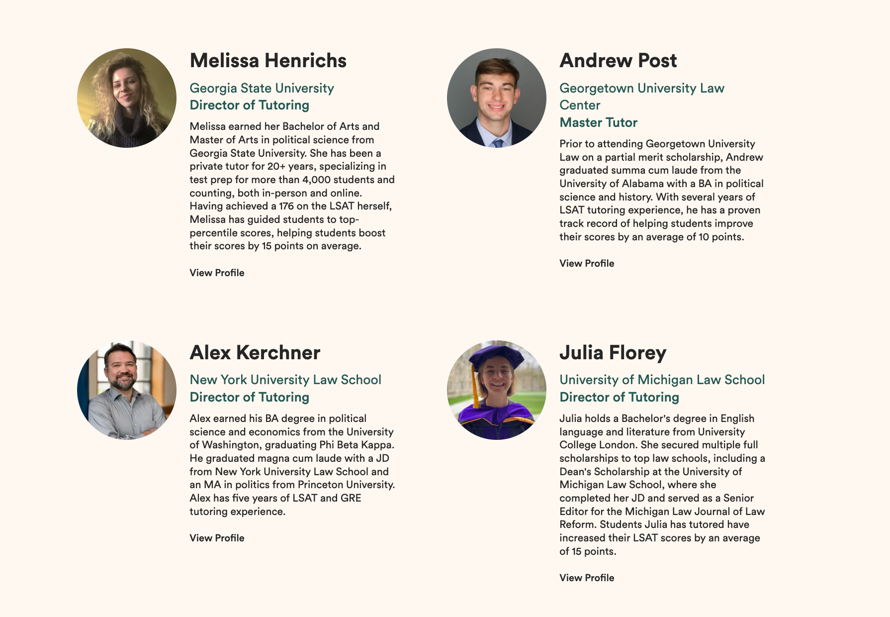 Graphic of Juris tutor profiles