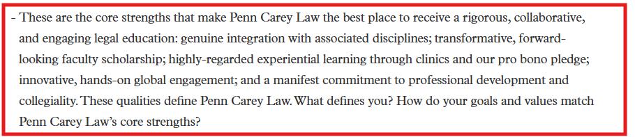 University of Pennsylvania Carey Law School optional essay prompt