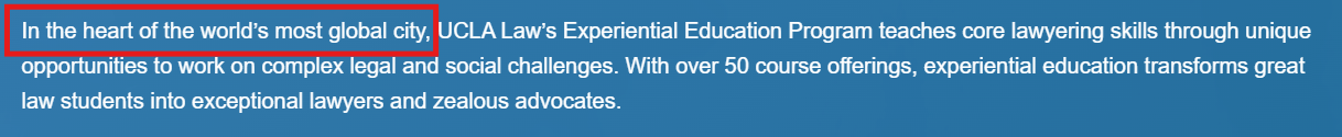 Screenshot of a description of where UCLA Law is located