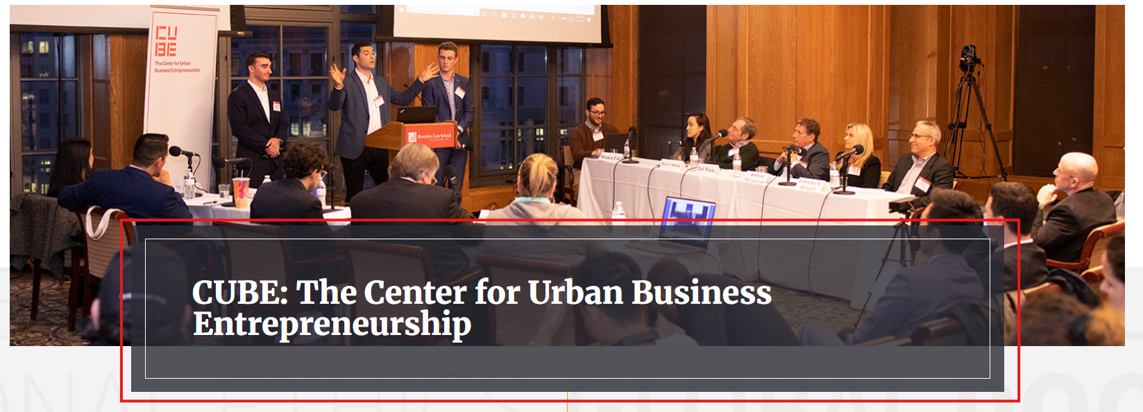 Screenshot of the Center for Urban Business Entrepreneurship page at Brooklyn Law School