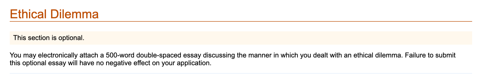 Screenshot of W&L Law's ethical dilemma statement