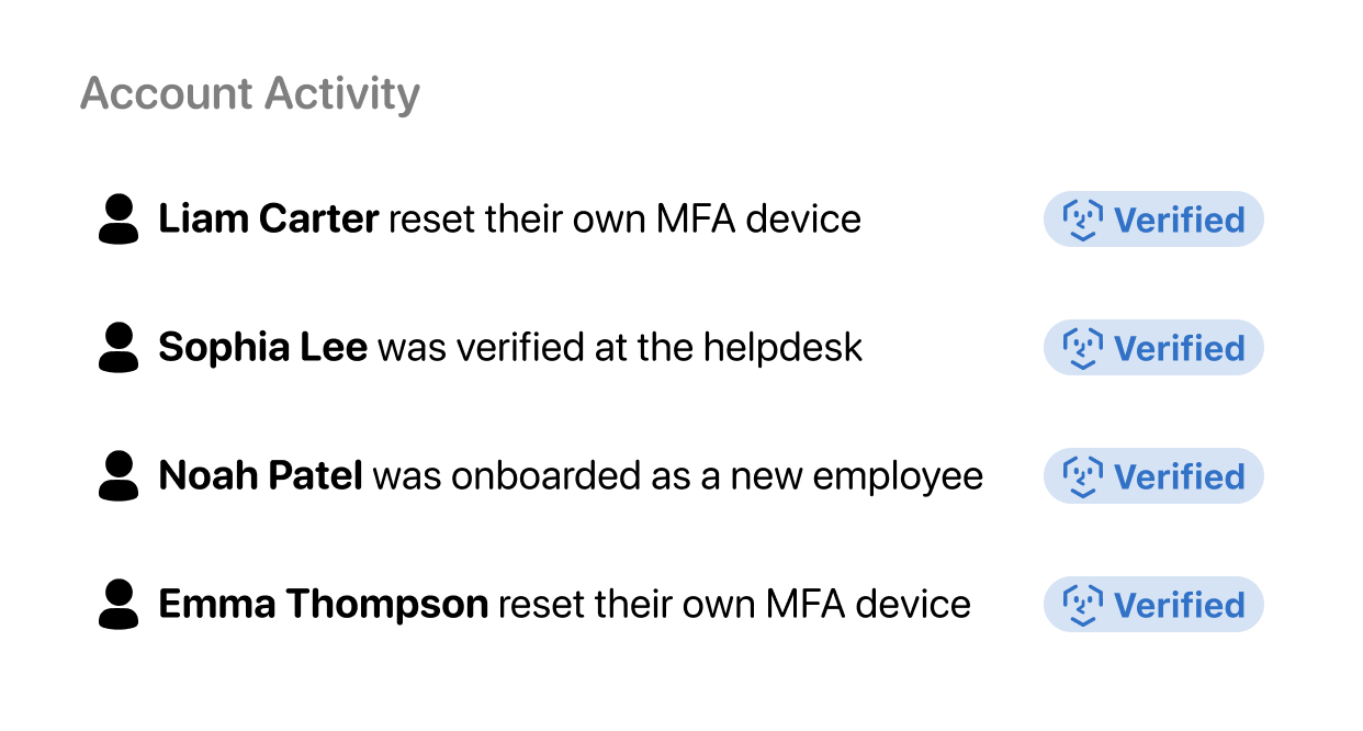 Nametag Account Activity Screen