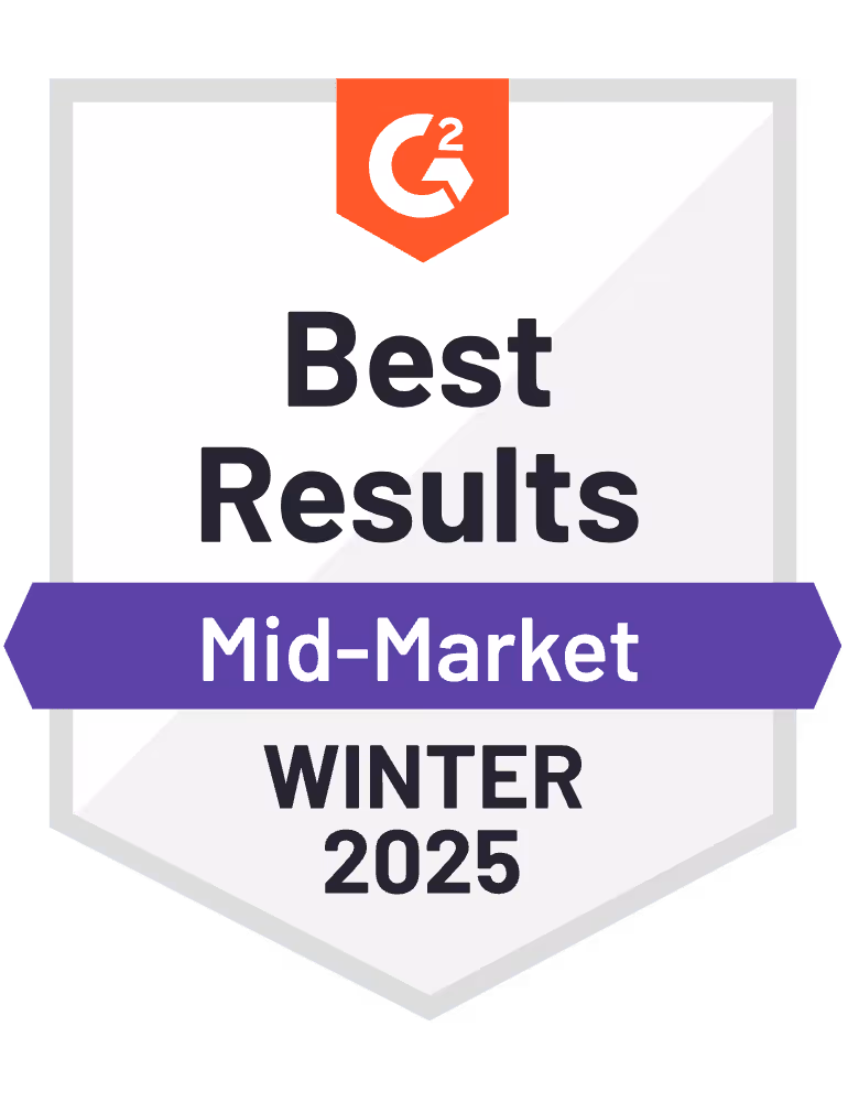 G2 Best Results Award - Mid-Market Winter 2025