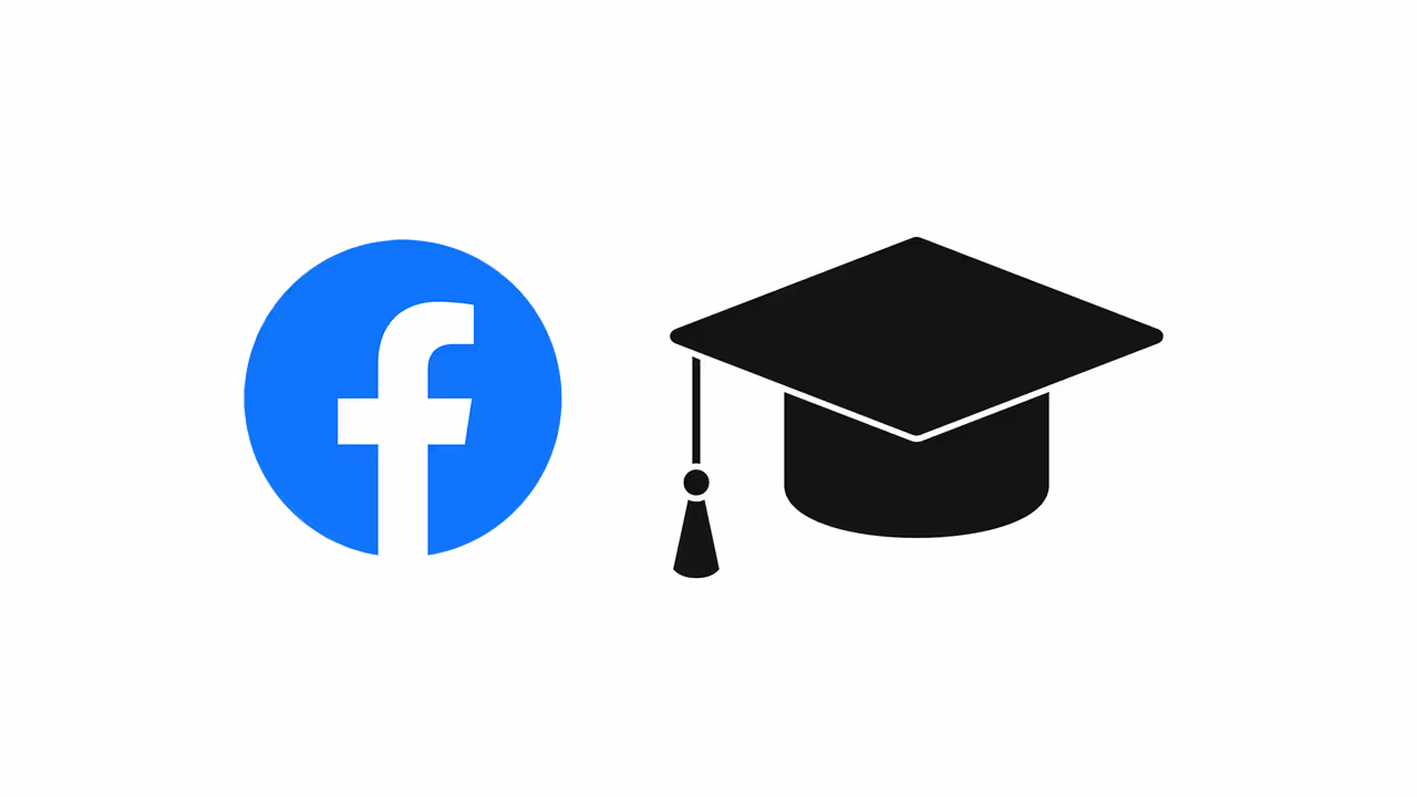 The Facebook logo along with a graduation cap, illustrating Facebook's learning phase functionality