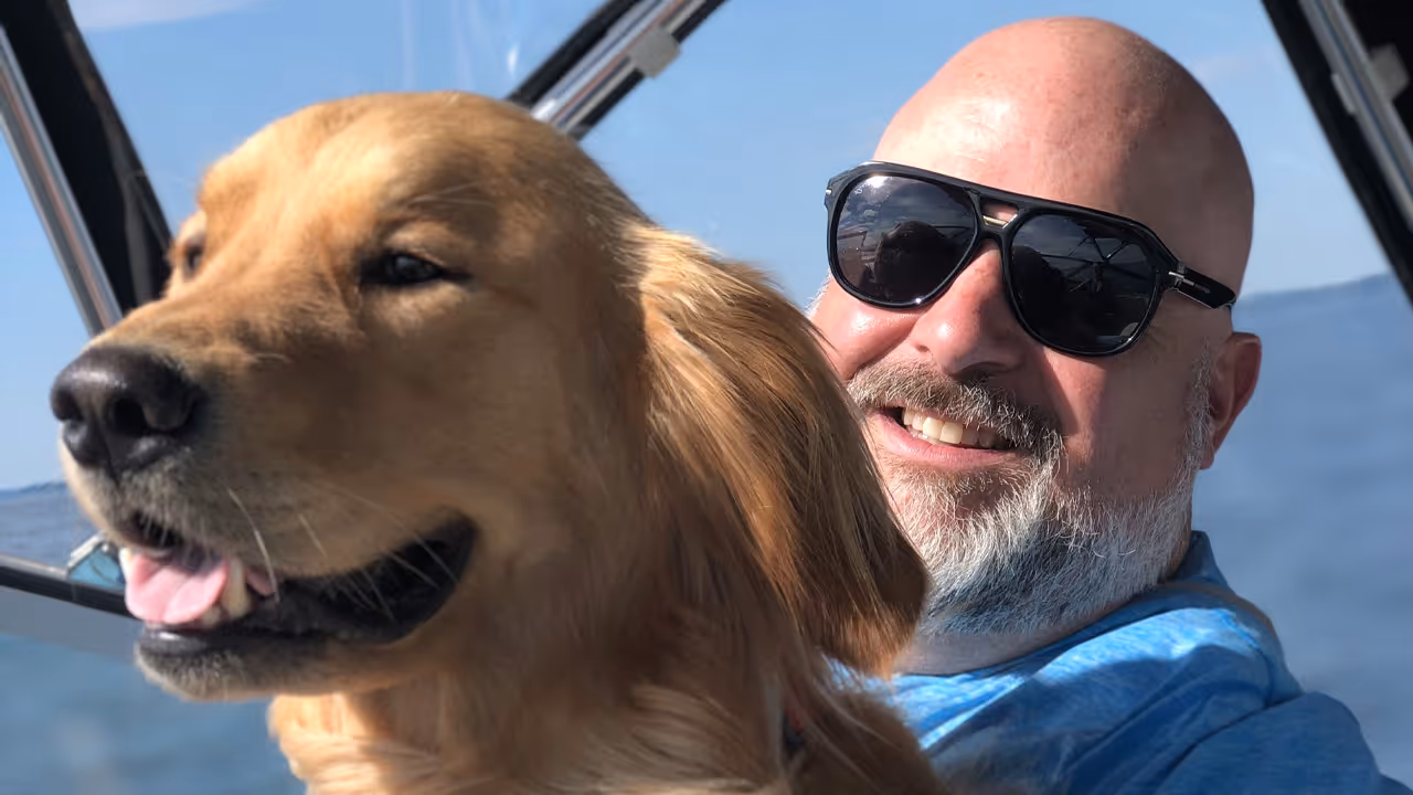 A photography of Andy and his wonderful dog