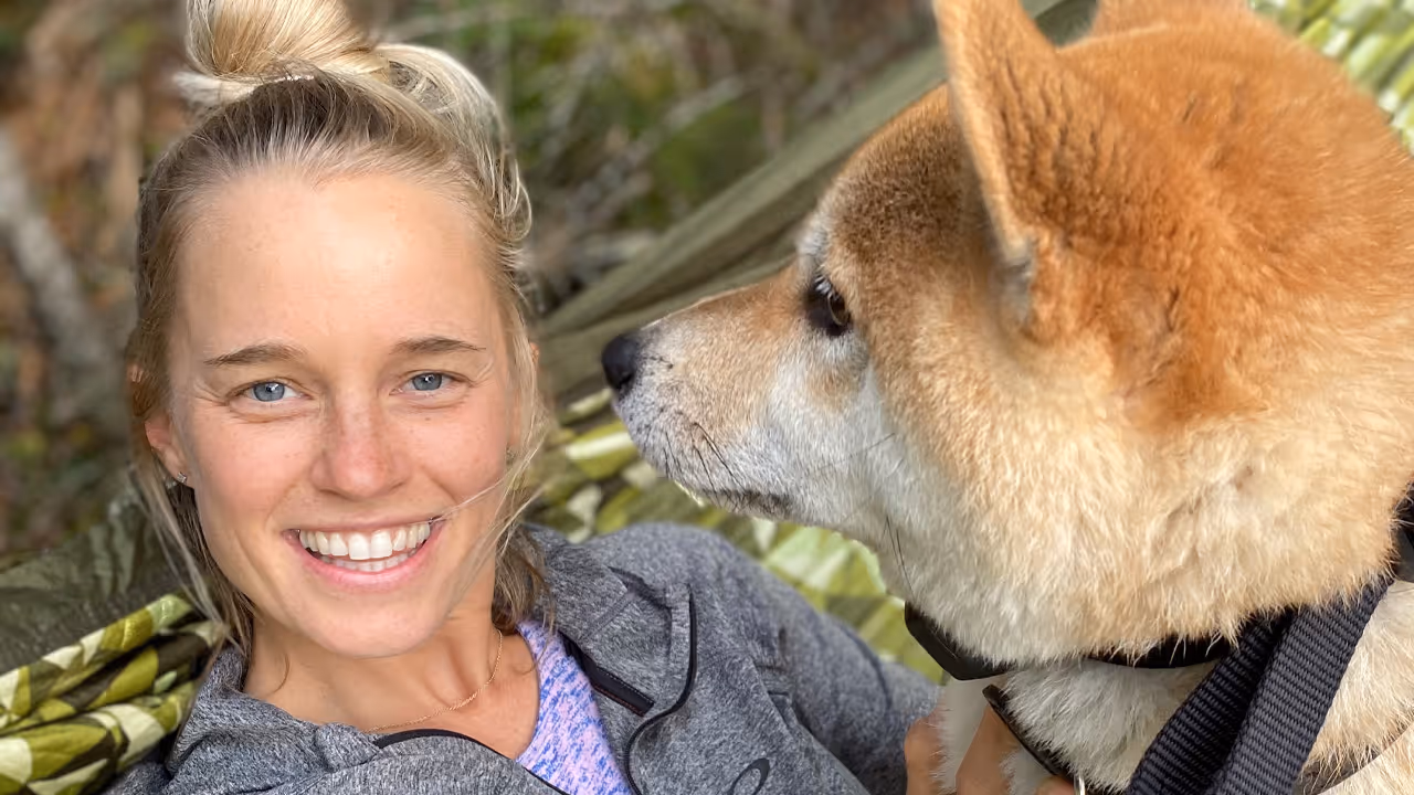 A photo of Ali Pritchard and her wonderful dog.
