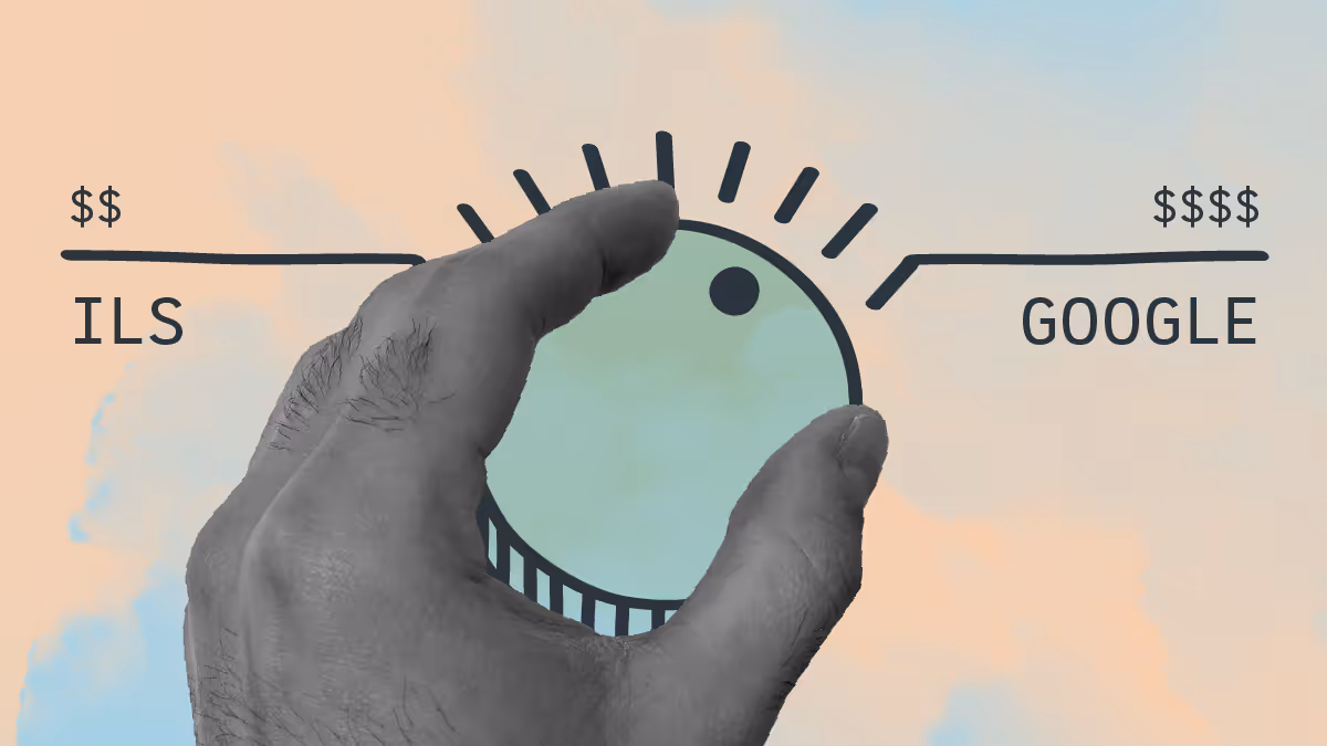 An illustration that shows a hand turning a dial, indicating movement from ILS to Google ads.