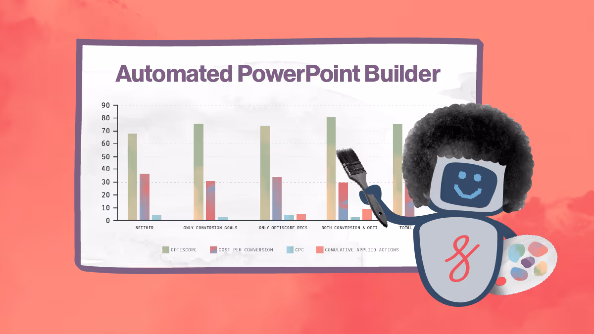 An illustration of a robot and a powerpoint slide it just generated