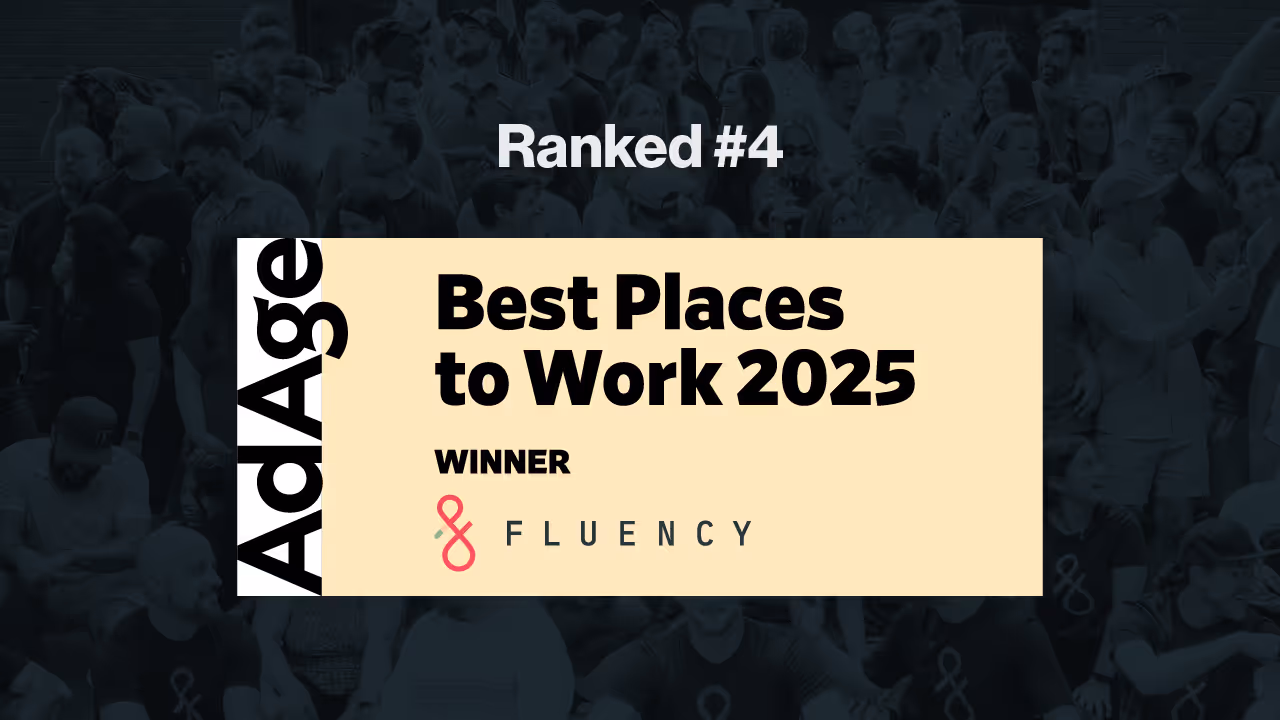 Ad Age Best Places to work Logo with Fluency Logo
