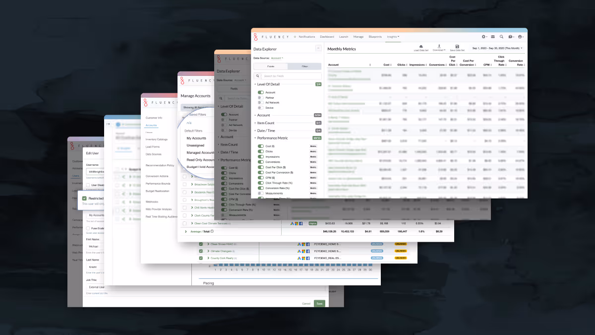 screenshots of Fluency's data explorer