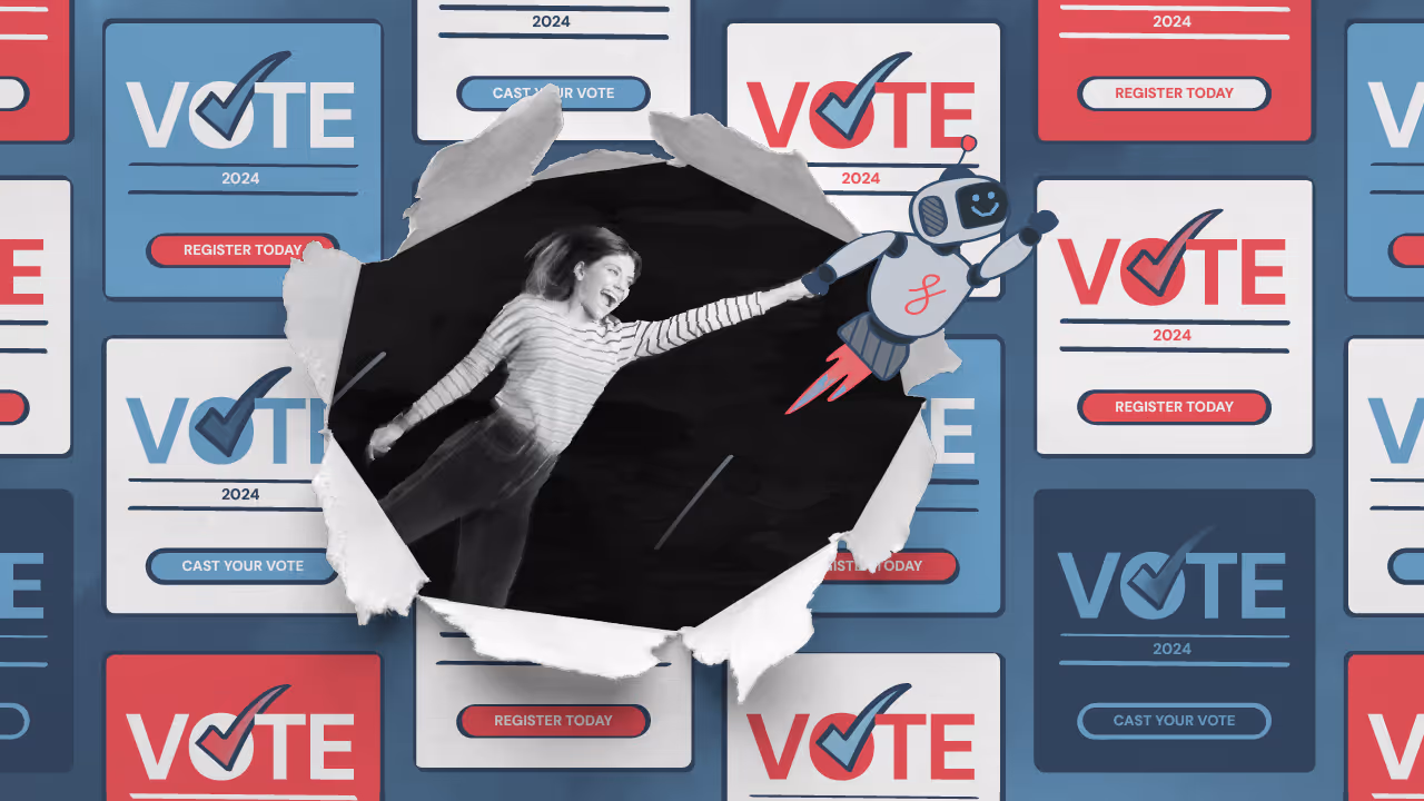 Vote signs with Women breaking out of them