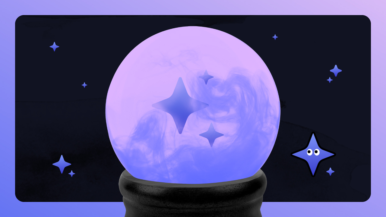 Crystal ball with AI sparkle motif inside