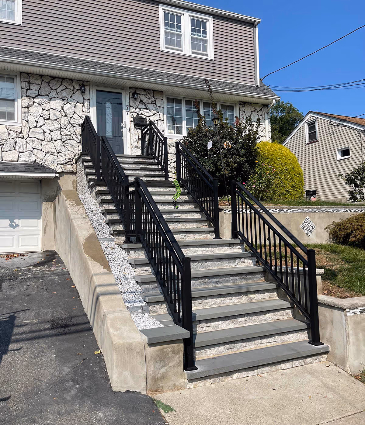  A&K Artistic Masonry LLC | Rebuilt steps with stones and railings installation