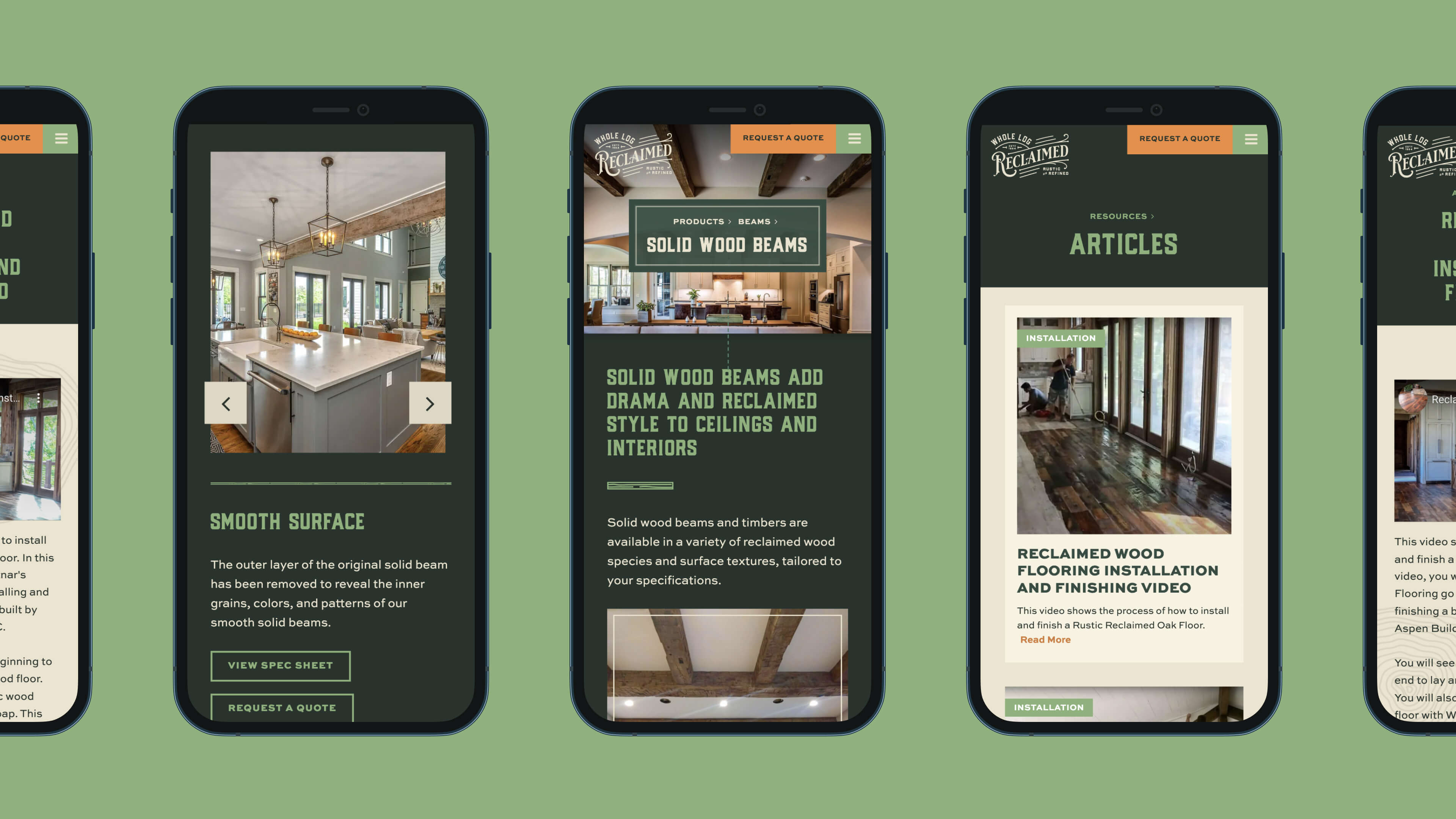 Whole Log phone screens
