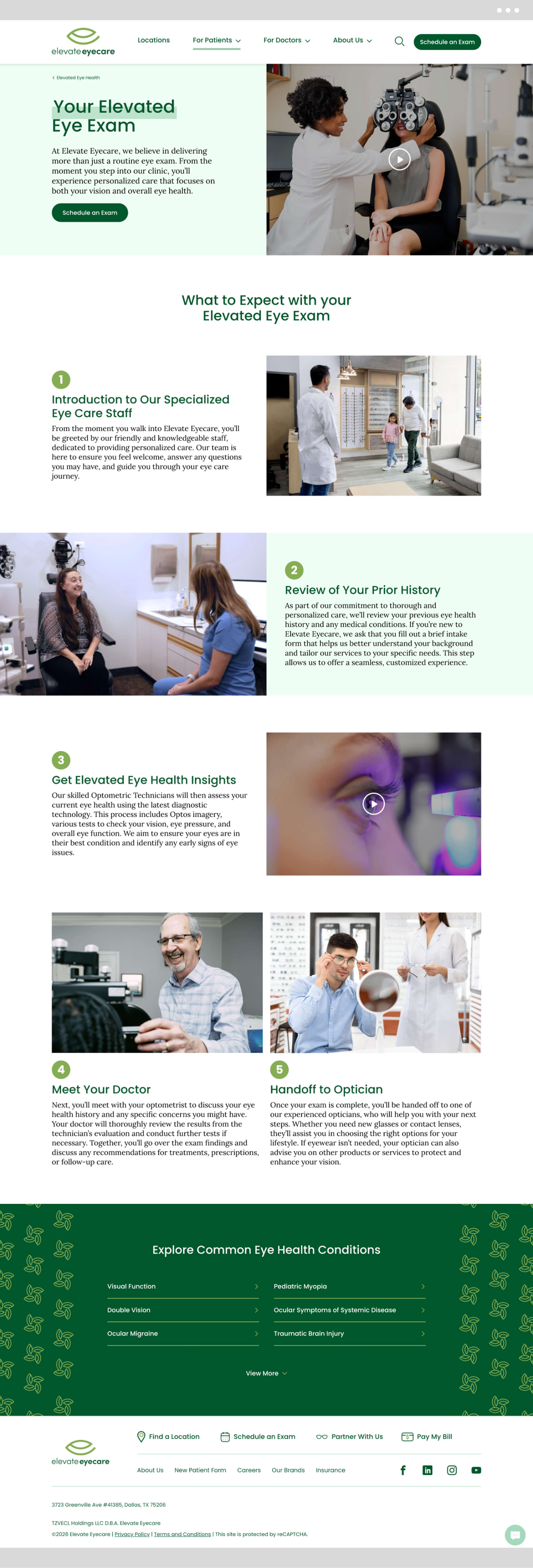 Eye exam screen