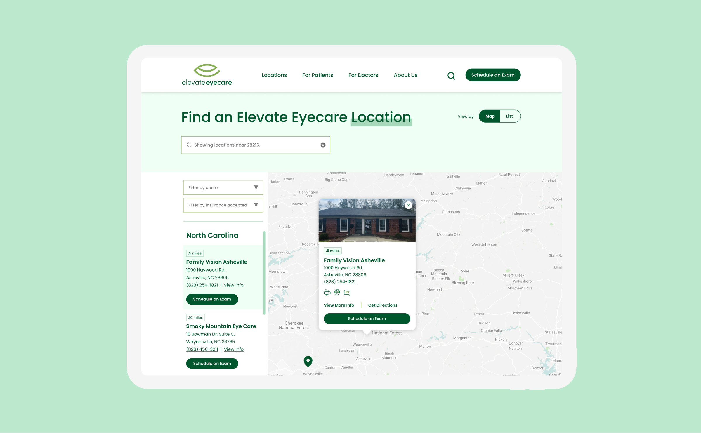 find a location screen
