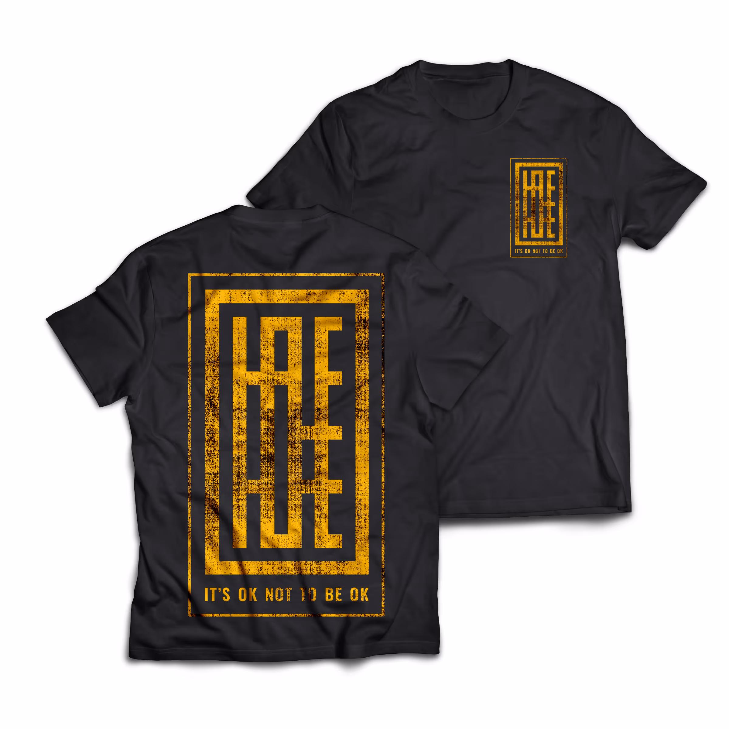 Black t-shirt with distressed "have hope" graphic.