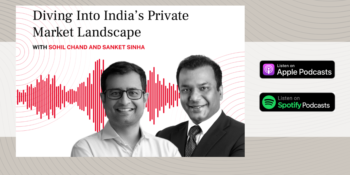 Sohil Chand and Sanket Sinha, podcast hosts, are pictured in a professional headshot.