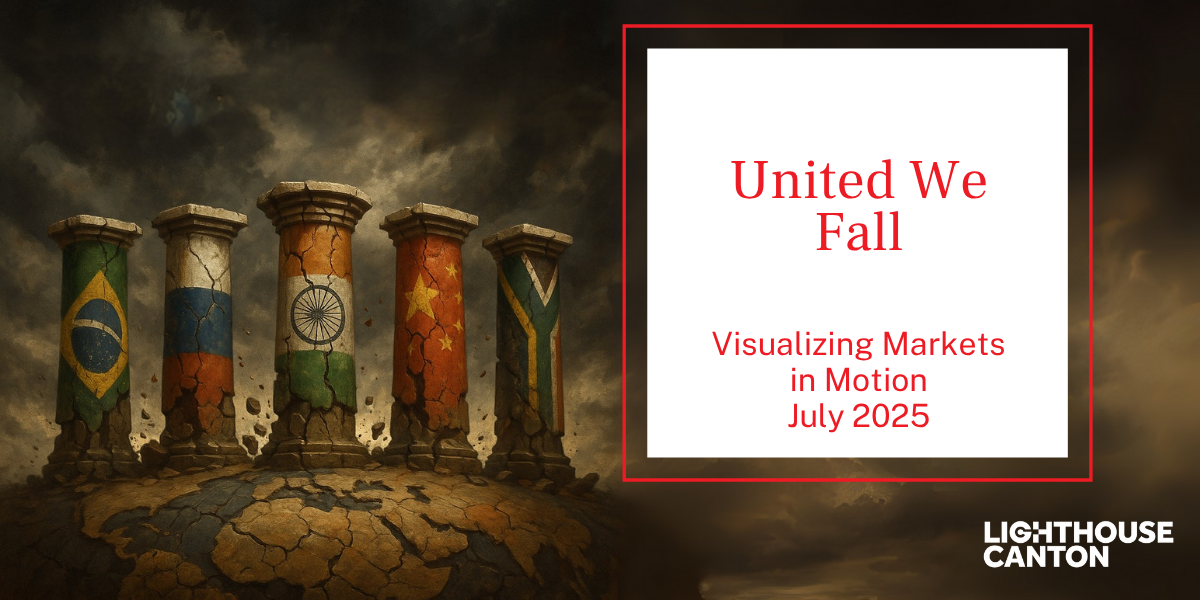 Cracked stone pillars with national flags are depicted against a stormy sky.