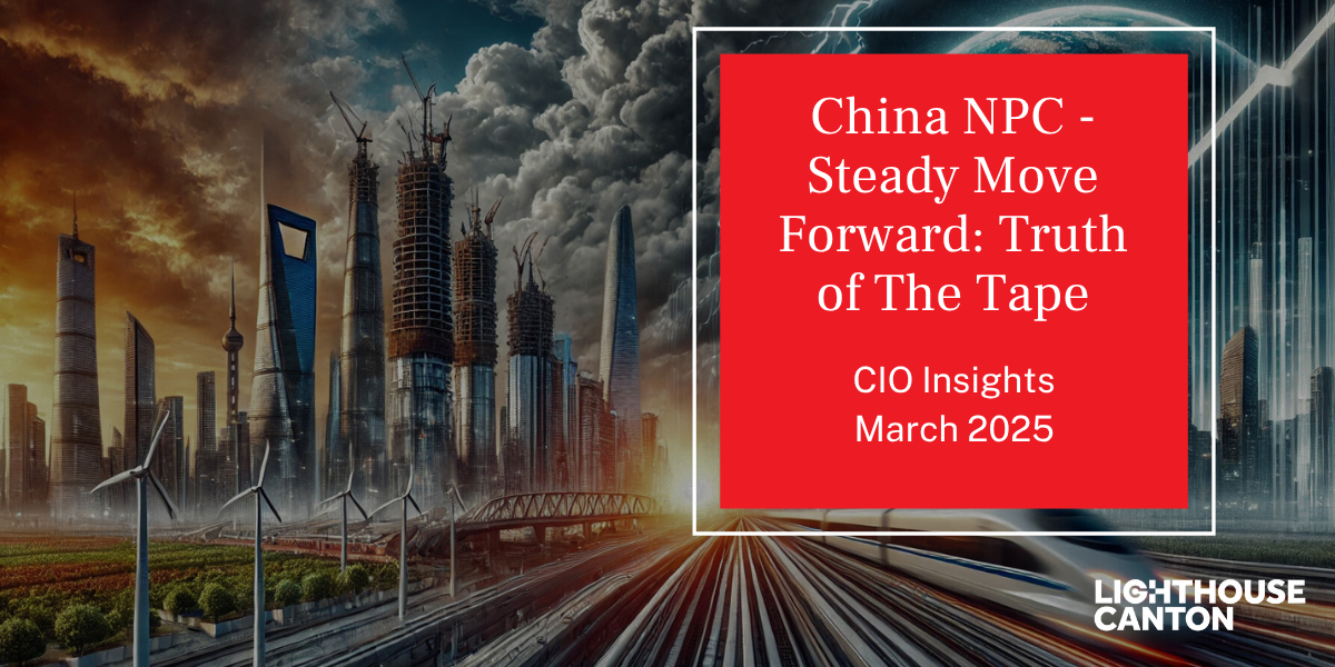 Wind turbines and skyscrapers in a cityscape, representing China’s economic development.