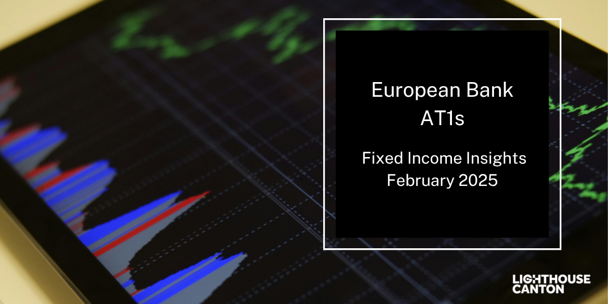Blue line chart displaying European Bank AT1s data.