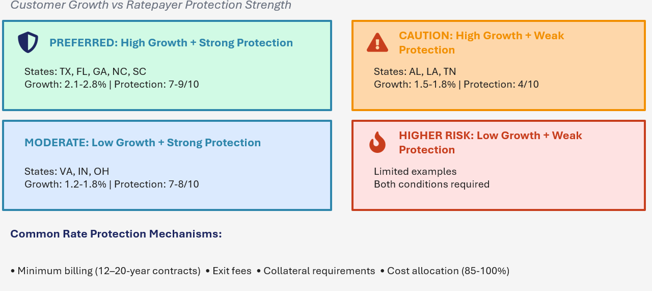 Texas, Florida, GA, NC, SC growth charts with protection levels; Alabama, LA, TN growth charts with protection levels.