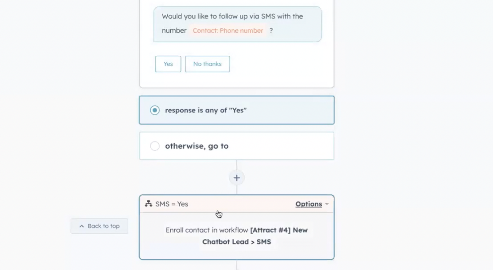 HubSpot Workflow Examples: Use Chatbot to collect SMS leads.