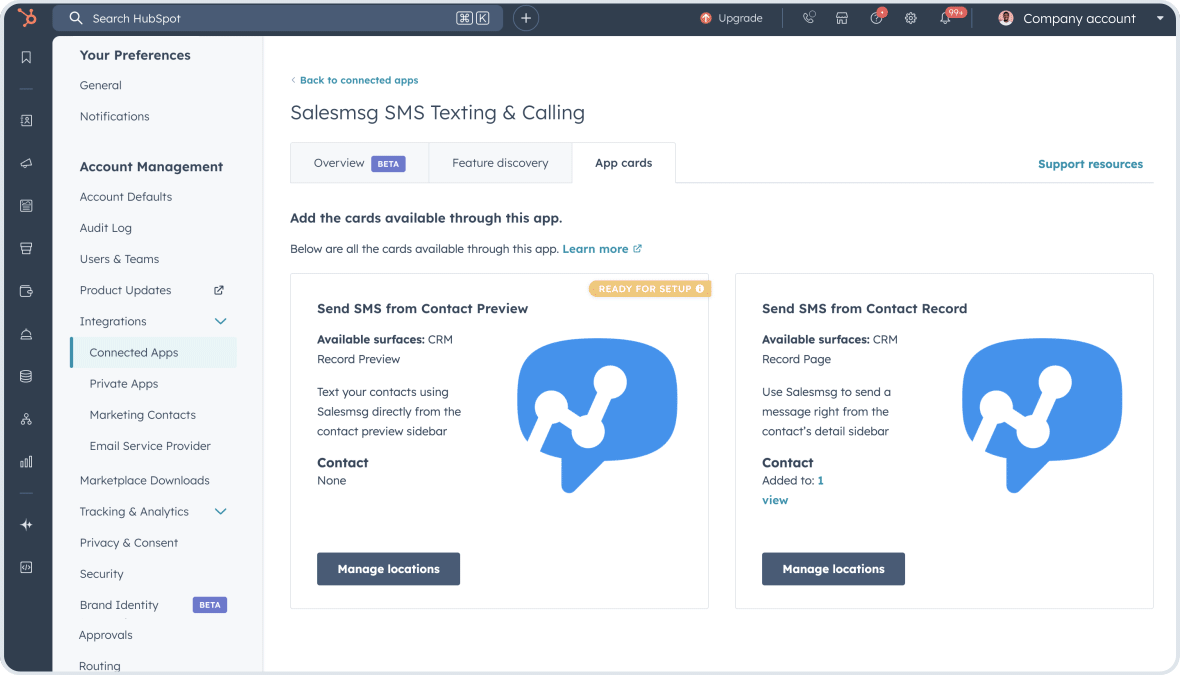 Text Instantly from HubSpot with Salesmsg App Cards