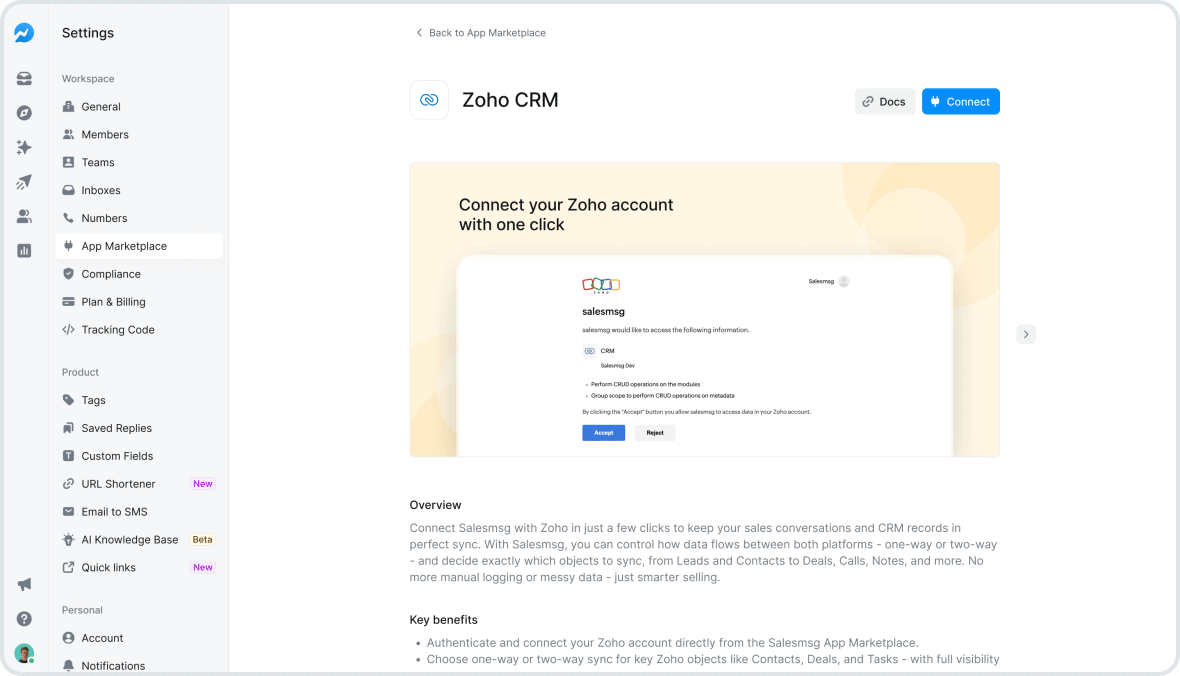 Explore the NEW Zoho CRM Integration in Salemsg