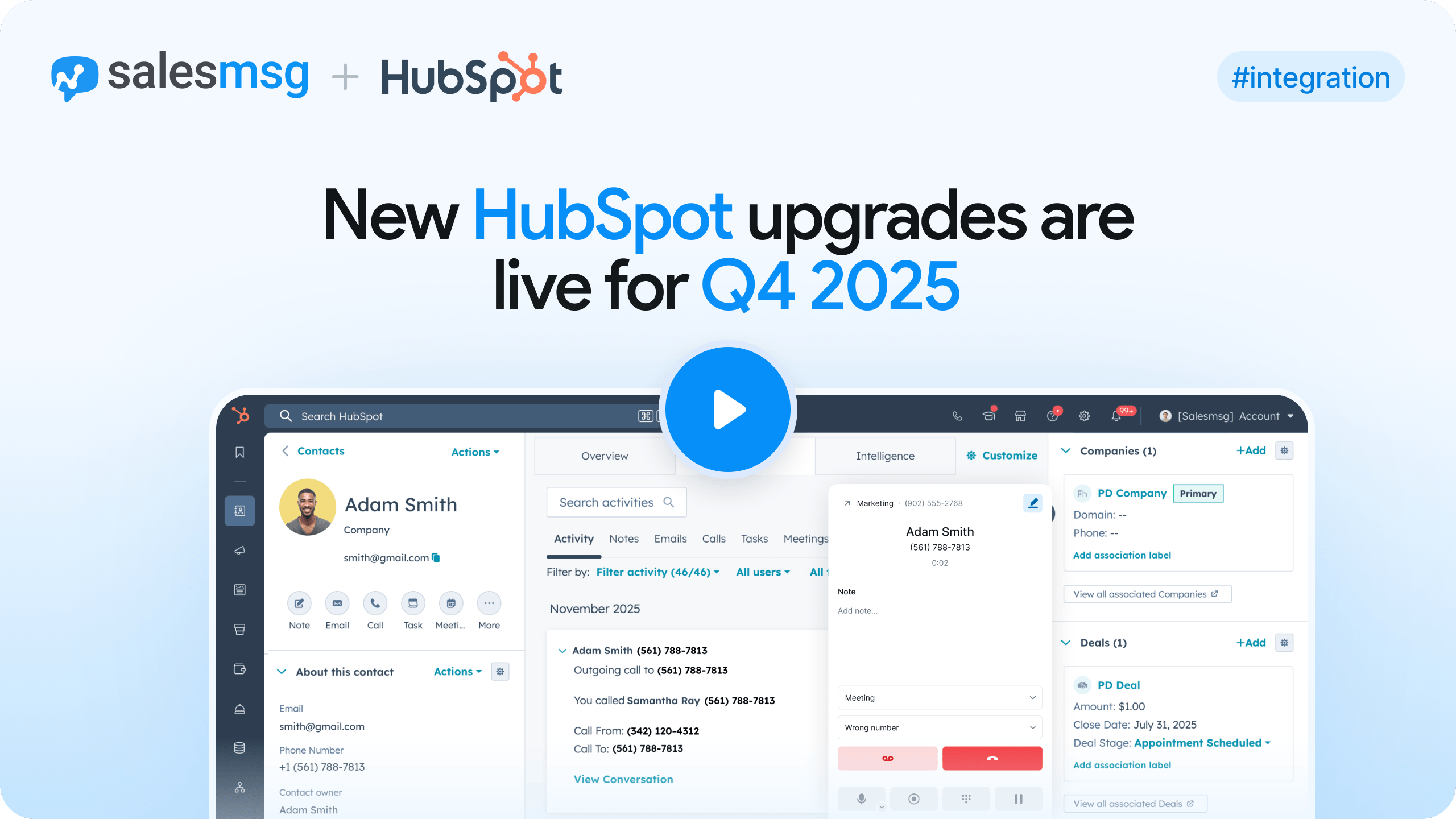 What’s new for HubSpot users in Salesmsg? Automatic URL shortening, call outcome tracking, custom property management, more accurate workflow reporting, and one-click integration reconnects. Explore the latest HubSpot integration updates.