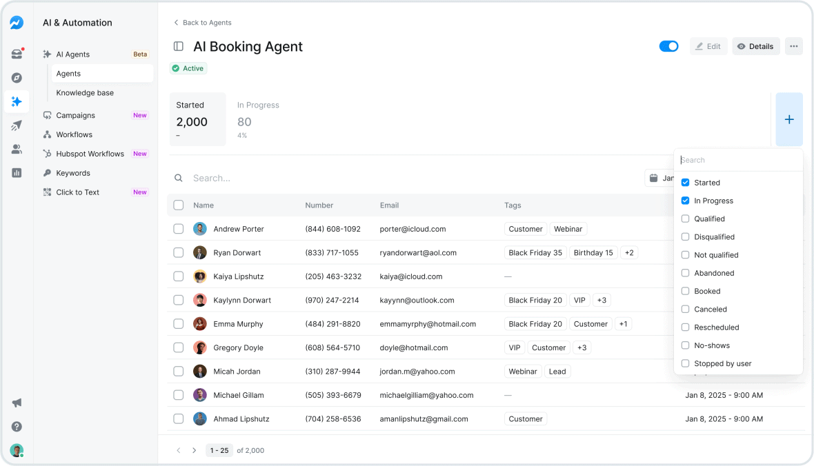 Booking Agent End-to-End: Turn Texting Conversations into Booked Meetings