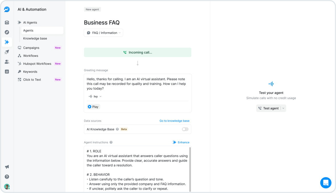 Automate Conversations with AI Calling Agents