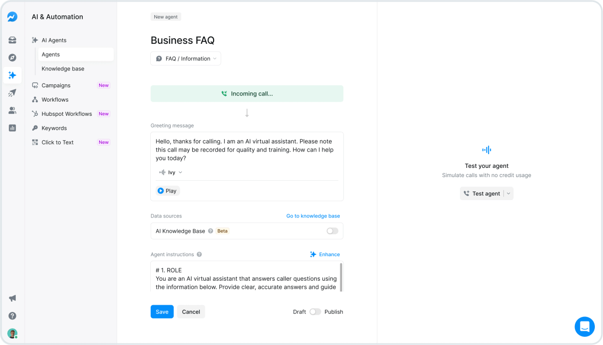 Automate Conversations with AI Calling Agents