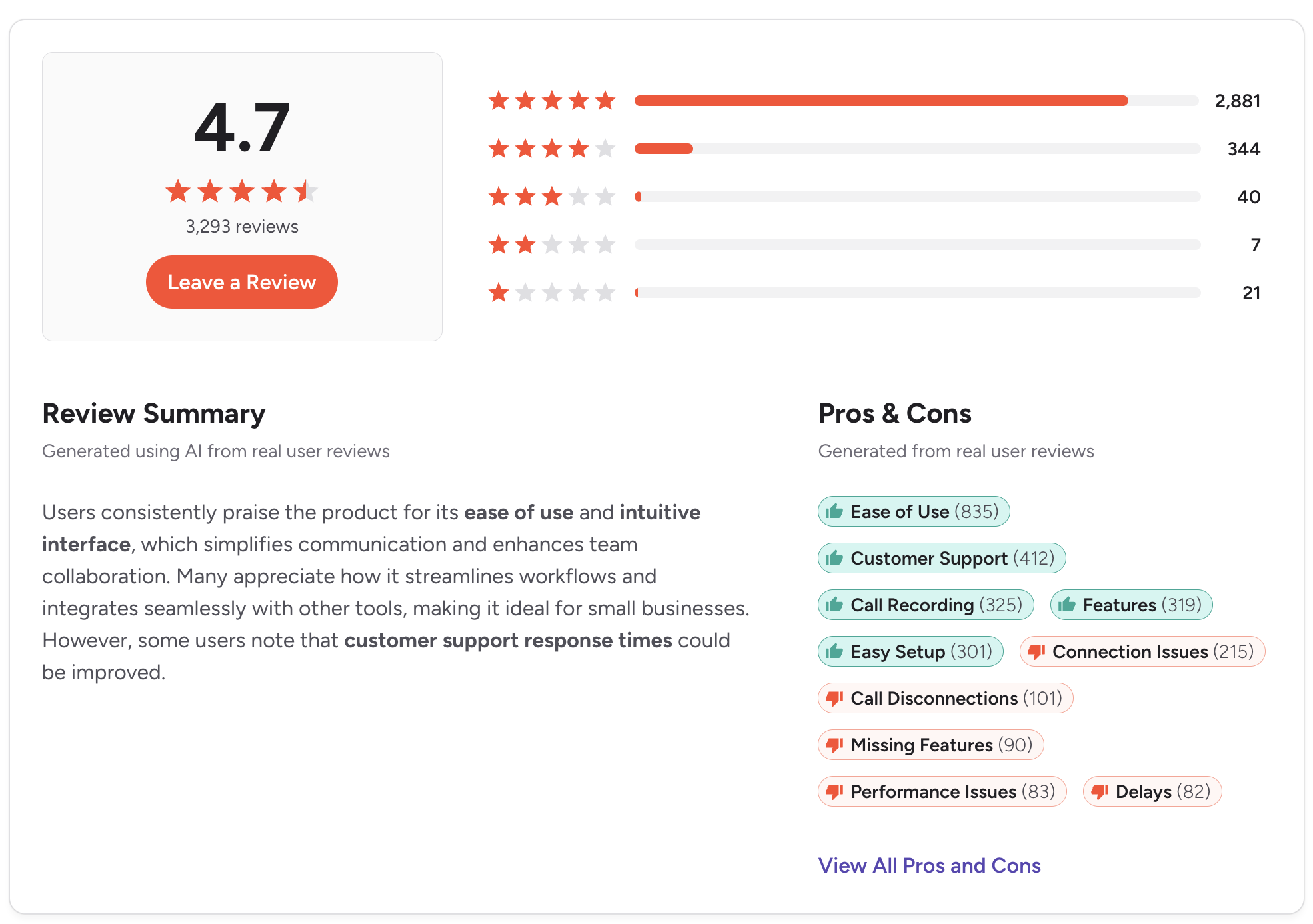 A photo of Quo review on the g2 page with a star rating of 4.7