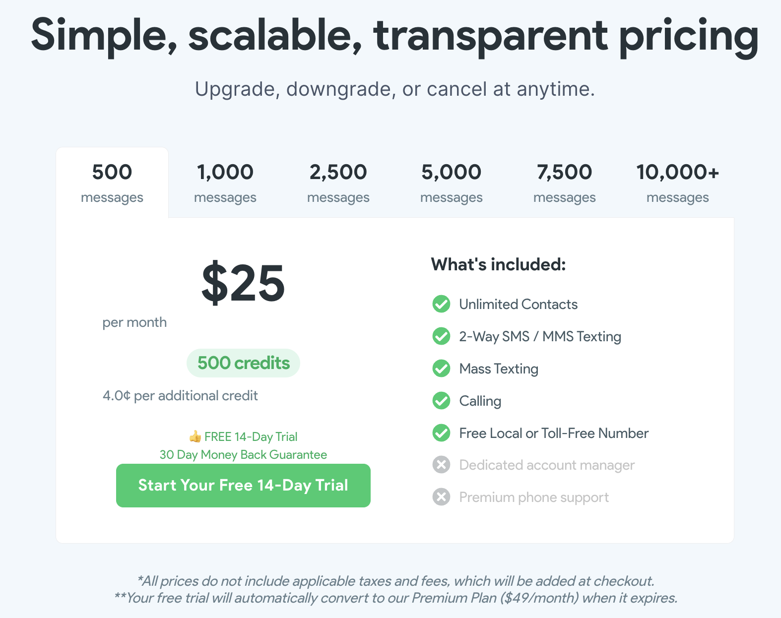 pricing image of salesmsg